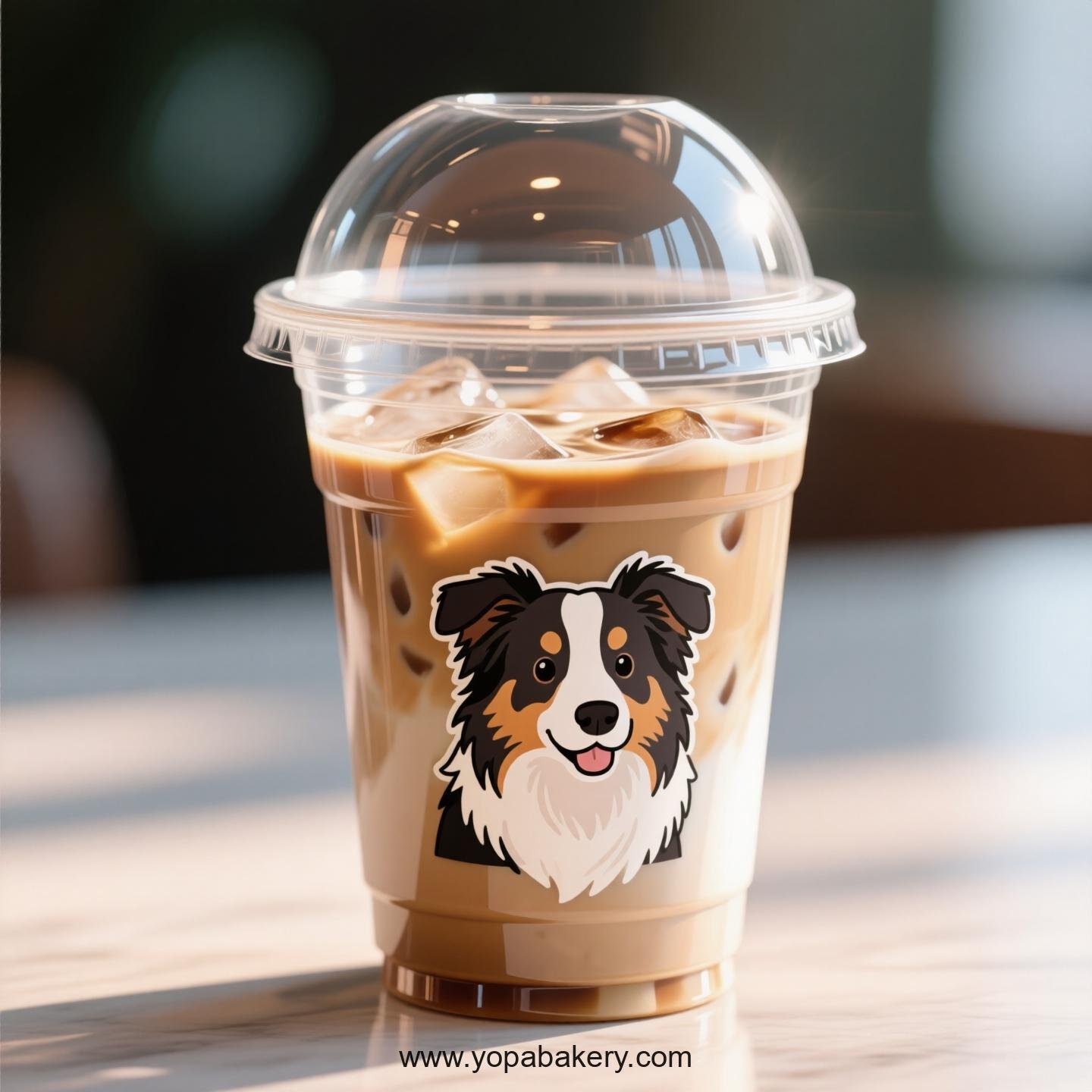 Border Collie Dog Themed Clear Plastic Cups - Disposable PP & PET Coffee Cups with Lids