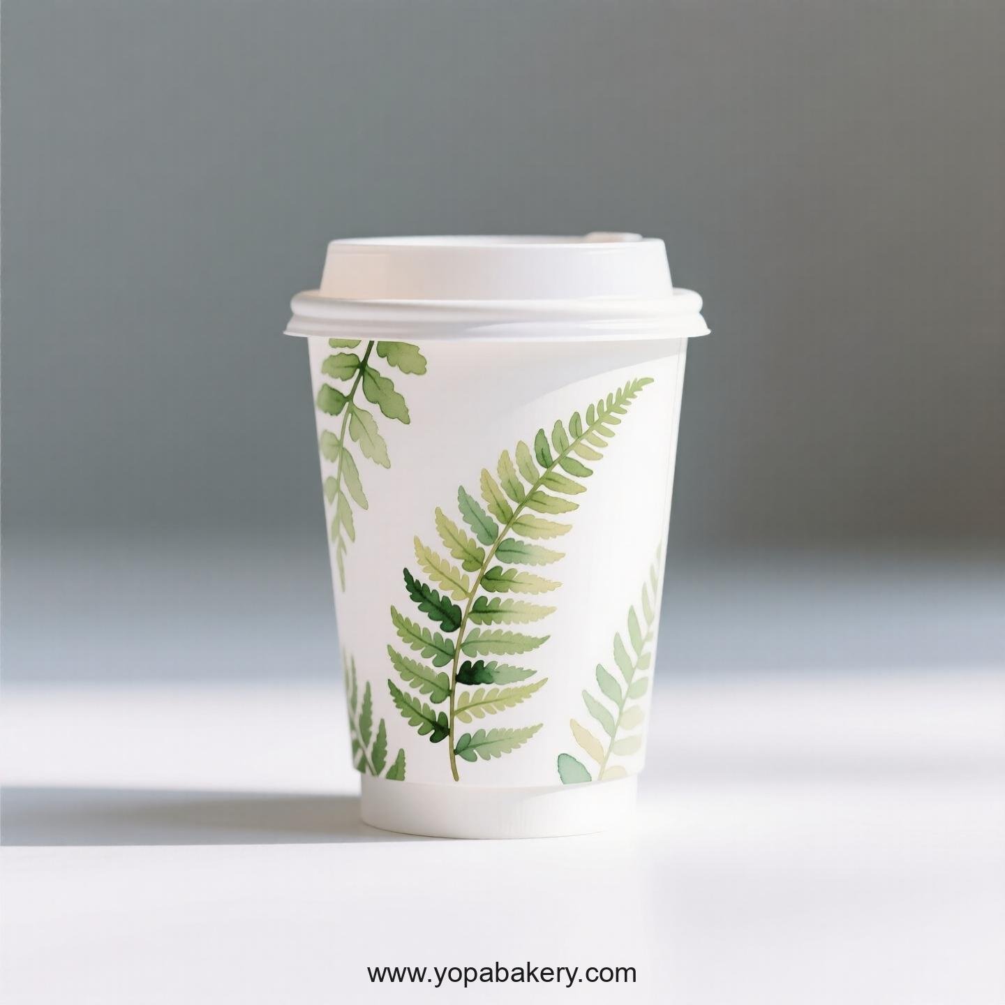 Disposable Boston Fern Themed Coffee Paper Cups Factory: 4-24 oz Custom Logo & Door to Door