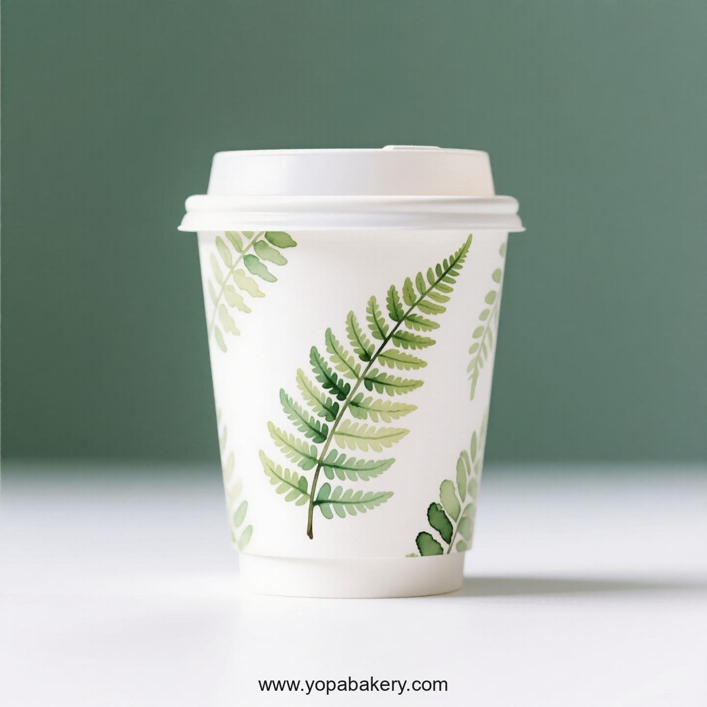 Disposable Boston Fern Themed Coffee Paper Cups Factory: 4-24 oz Custom Logo & Door to Door