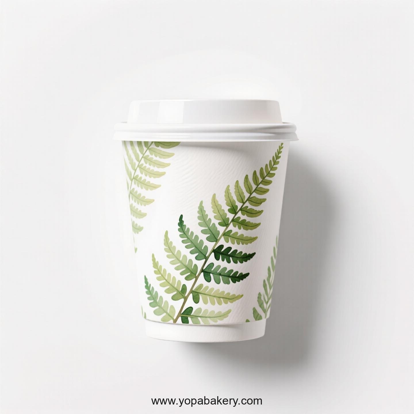 Disposable Boston Fern Themed Coffee Paper Cups Factory: 4-24 oz Custom Logo & Door to Door