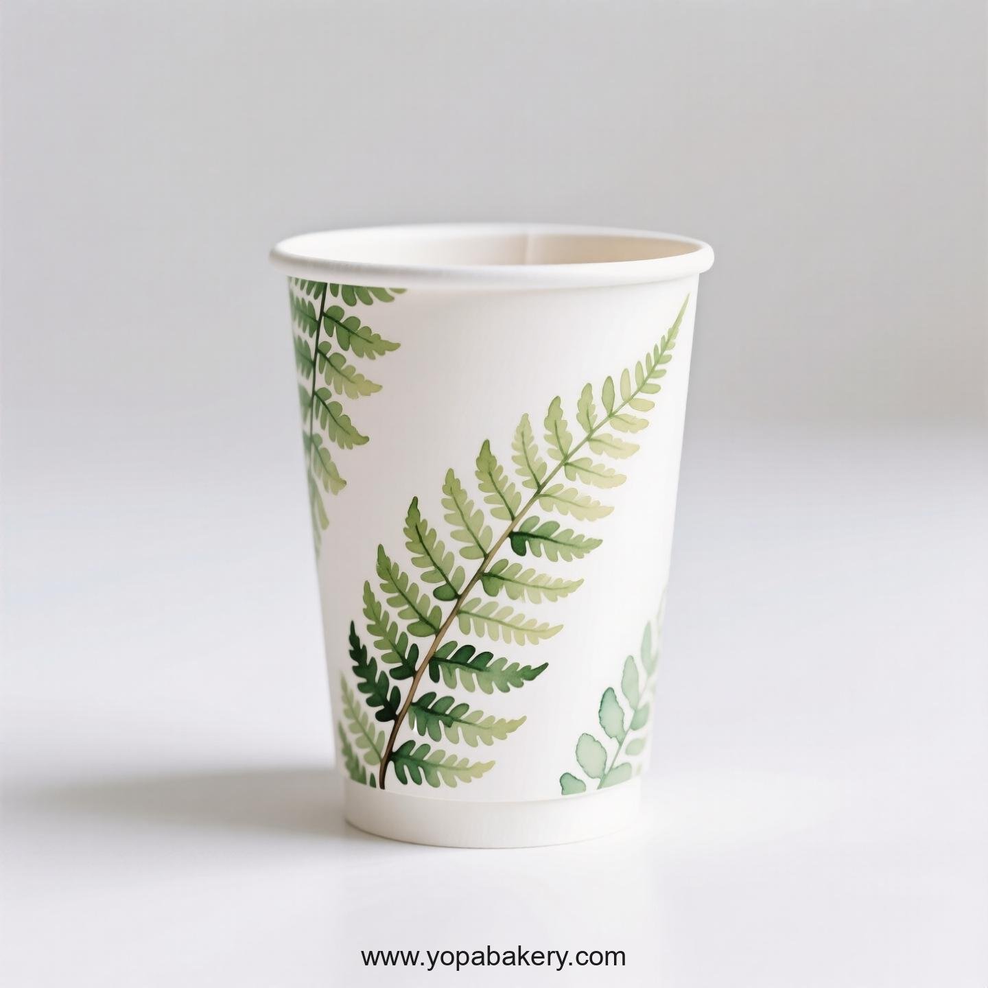 Disposable Boston Fern Themed Coffee Paper Cups Factory: 4-24 oz Custom Logo & Door to Door
