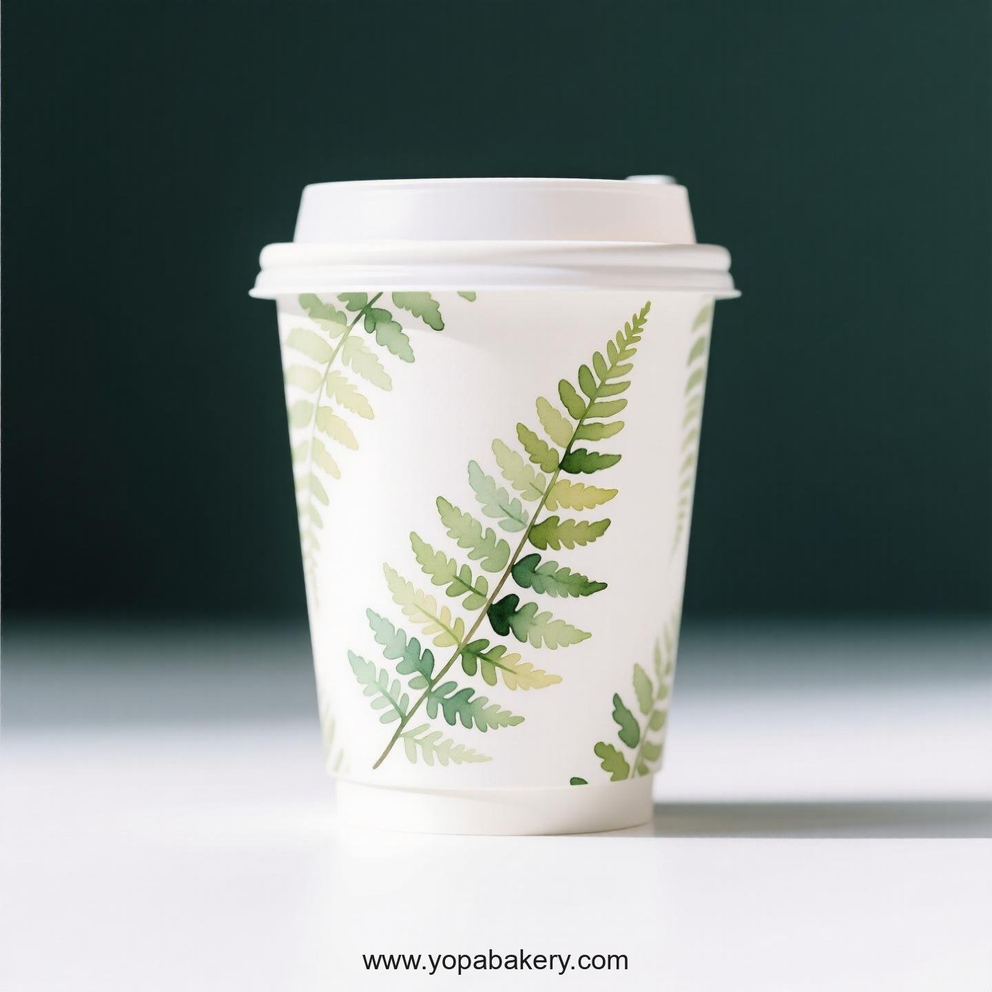Disposable Boston Fern Themed Coffee Paper Cups Factory: 4-24 oz Custom Logo & Door to Door