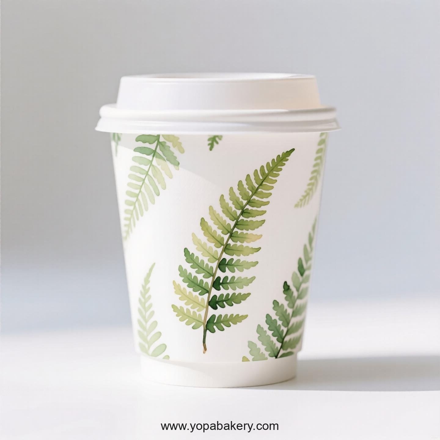 Disposable Boston Fern Themed Coffee Paper Cups Factory: 4-24 oz Custom Logo & Door to Door