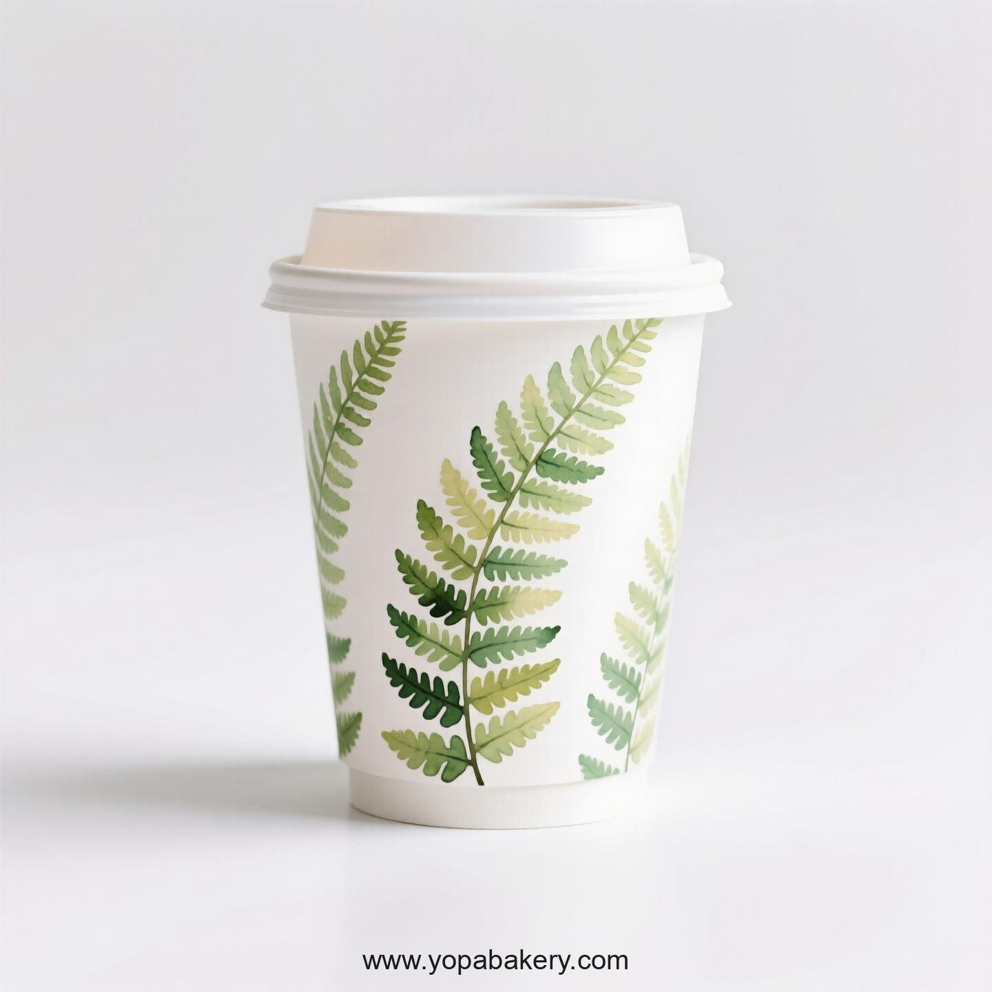 Disposable Boston Fern Themed Coffee Paper Cups Factory: 4-24 oz Custom Logo & Door to Door