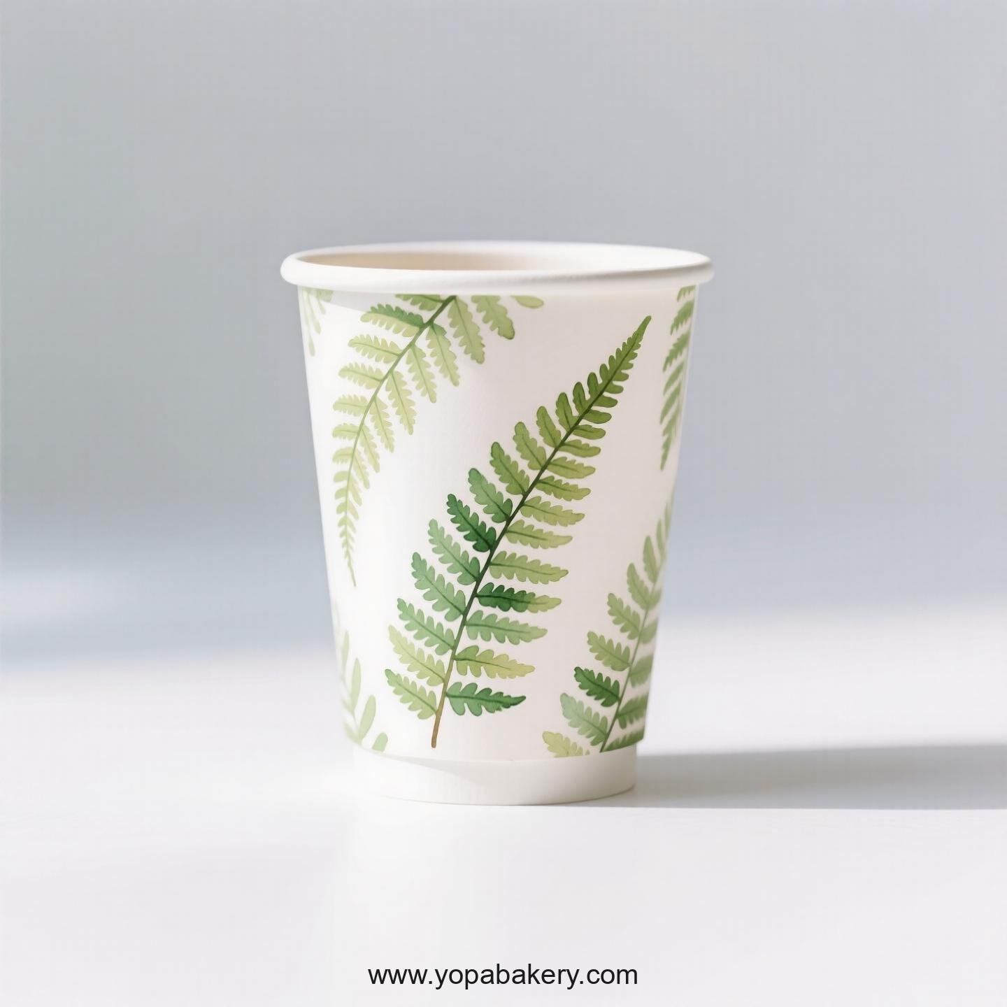 Disposable Boston Fern Themed Coffee Paper Cups Factory: 4-24 oz Custom Logo & Door to Door