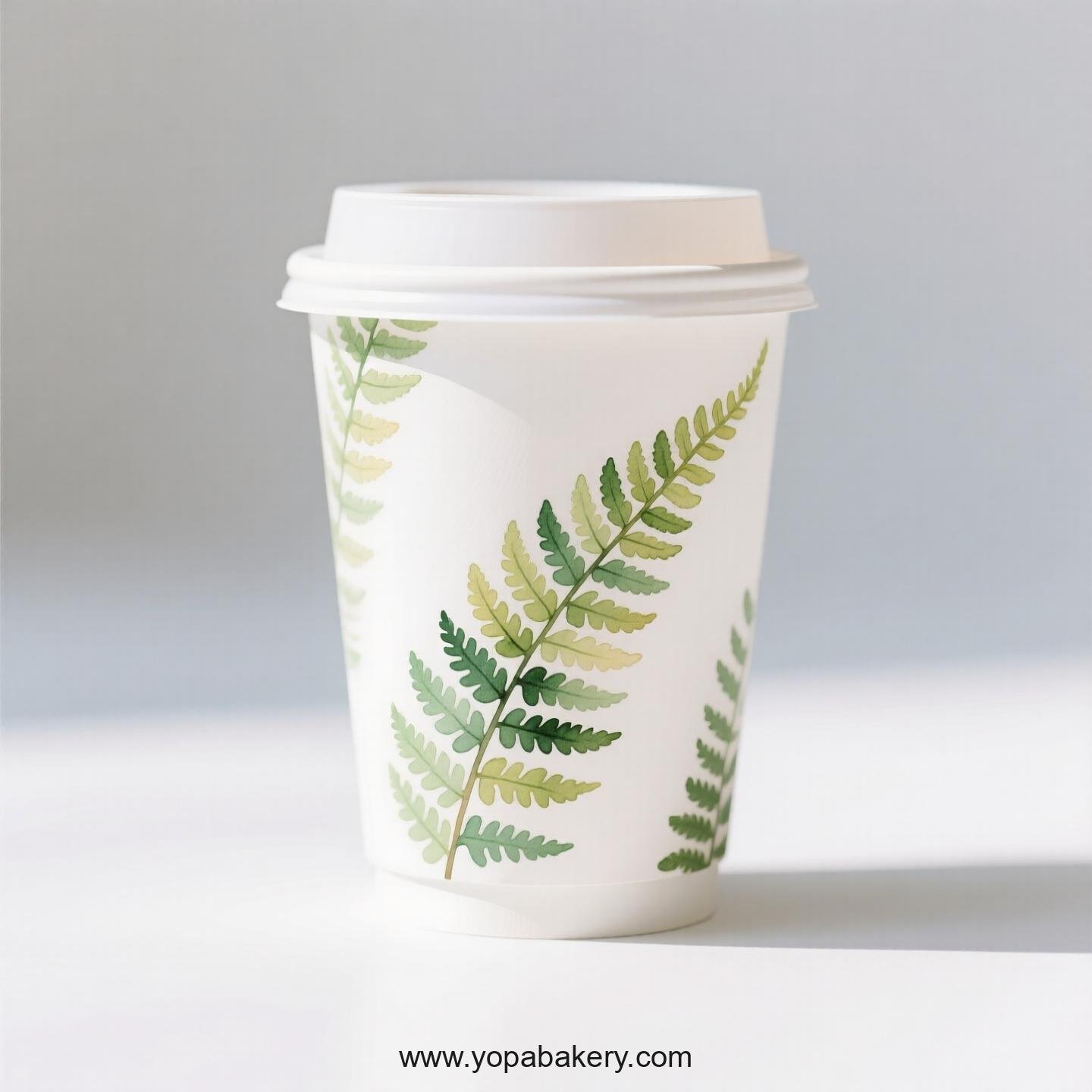 Disposable Boston Fern Themed Coffee Paper Cups Factory: 4-24 oz Custom Logo & Door to Door
