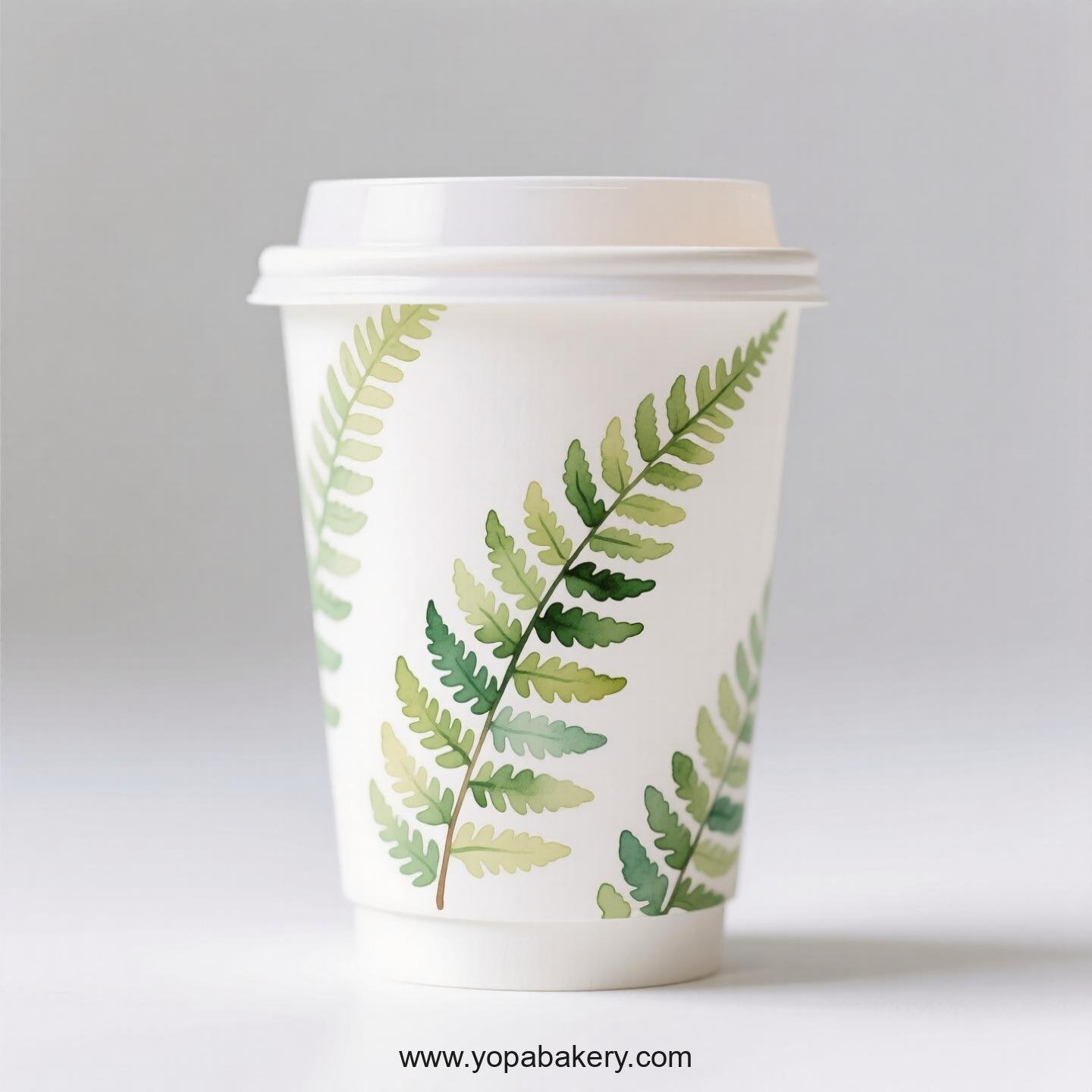 Disposable Boston Fern Themed Coffee Paper Cups Factory: 4-24 oz Custom Logo & Door to Door