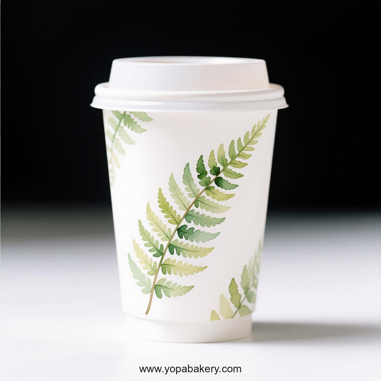 Disposable Boston Fern Themed Coffee Paper Cups Factory: 4-24 oz Custom Logo & Door to Door