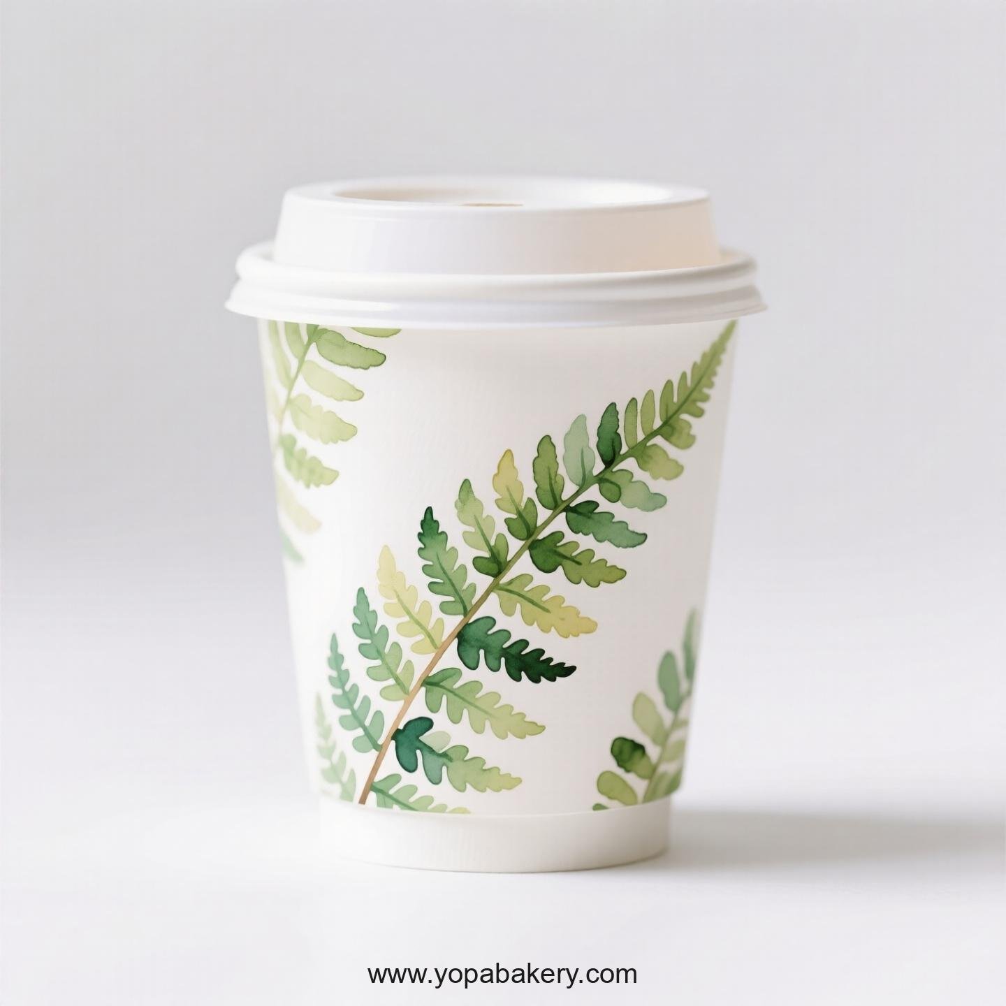 Disposable Boston Fern Themed Coffee Paper Cups Factory: 4-24 oz Custom Logo & Door to Door