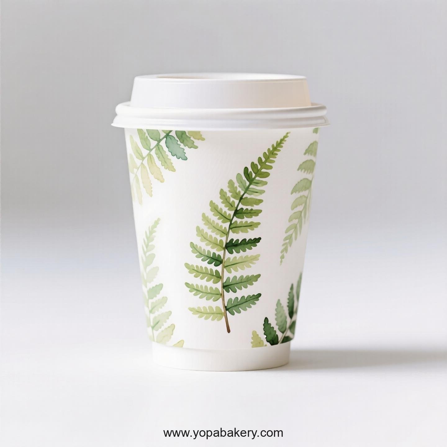 Disposable Boston Fern Themed Coffee Paper Cups Factory: 4-24 oz Custom Logo & Door to Door