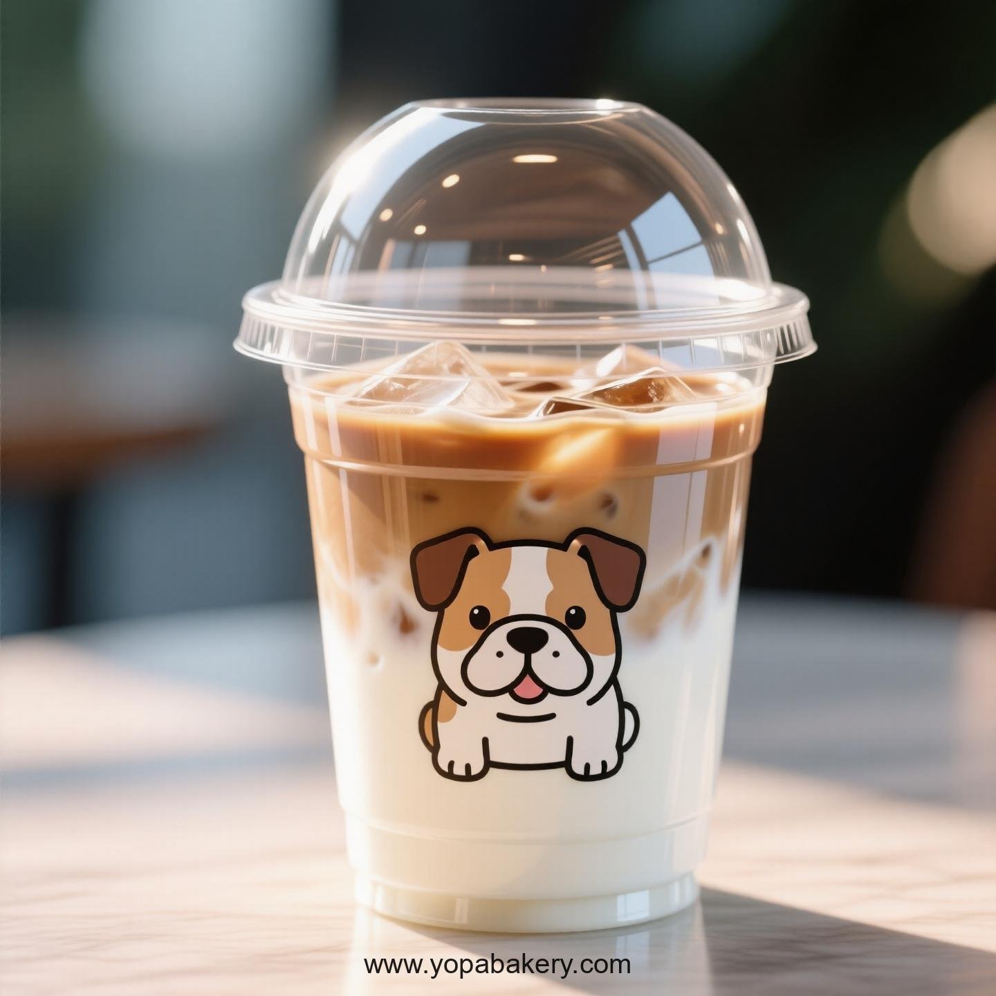 Bulldog Themed Clear Plastic Cups - Disposable PP & PET Coffee Cups with Lids