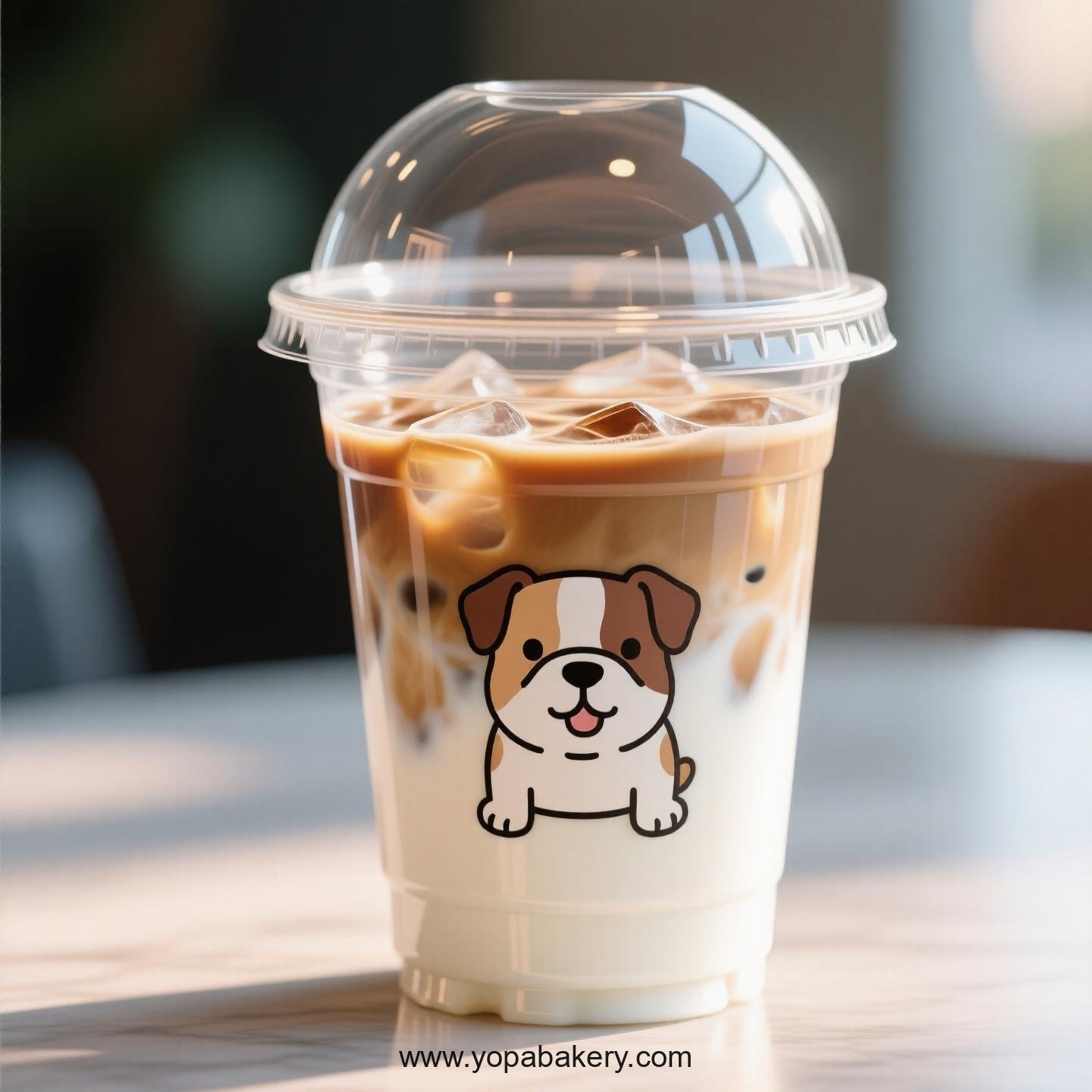 Bulldog Themed Clear Plastic Cups - Disposable PP & PET Coffee Cups with Lids