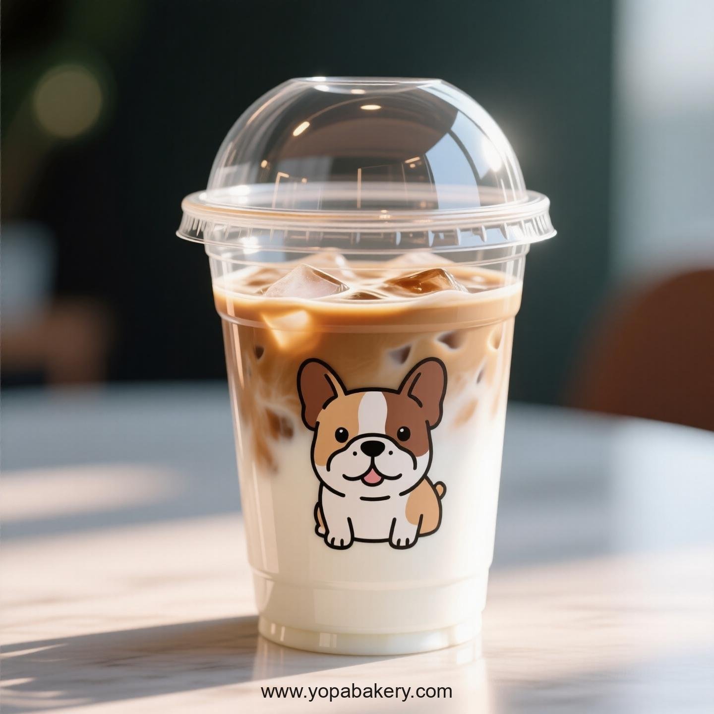 Bulldog Themed Clear Plastic Cups - Disposable PP & PET Coffee Cups with Lids