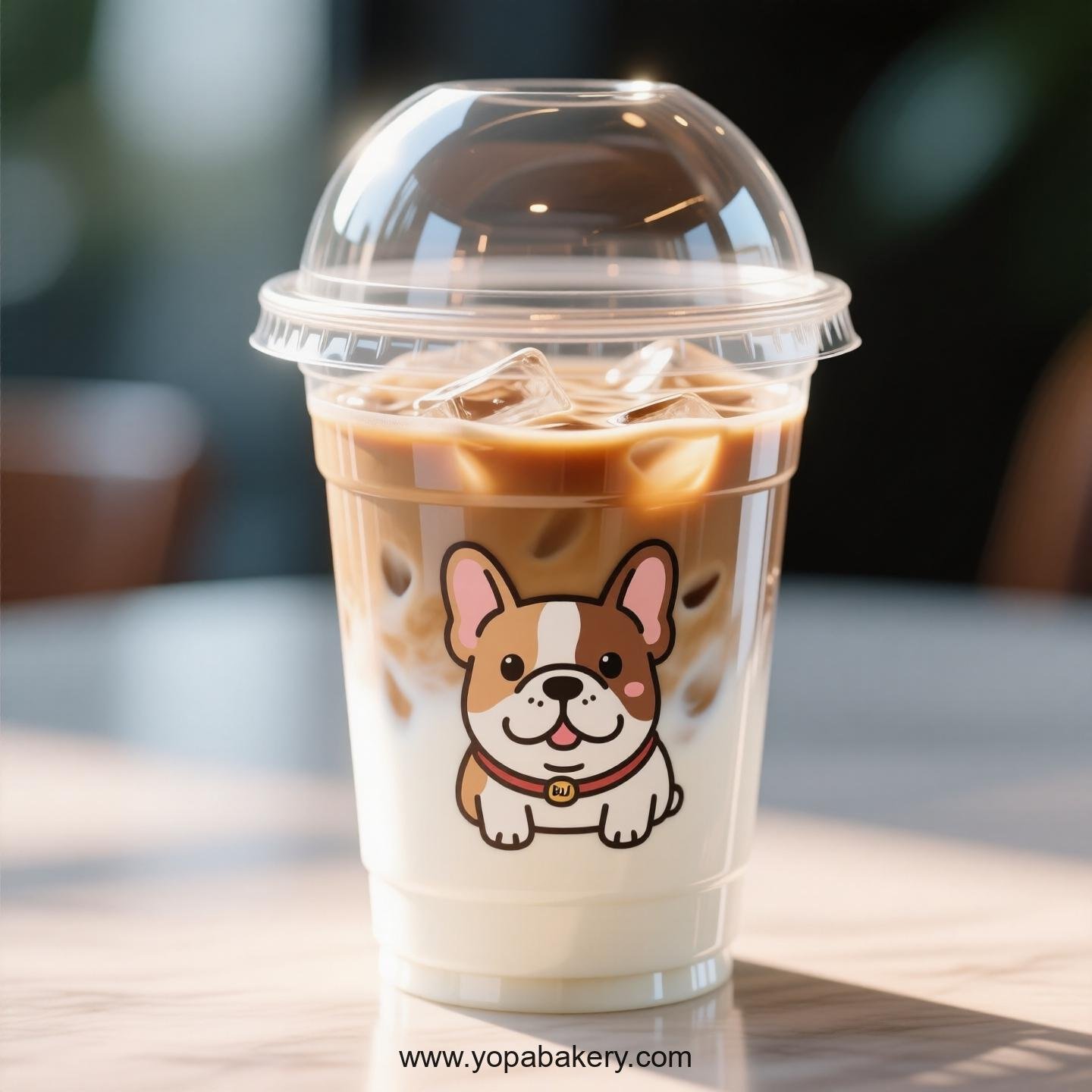 Bulldog Themed Clear Plastic Cups - Disposable PP & PET Coffee Cups with Lids