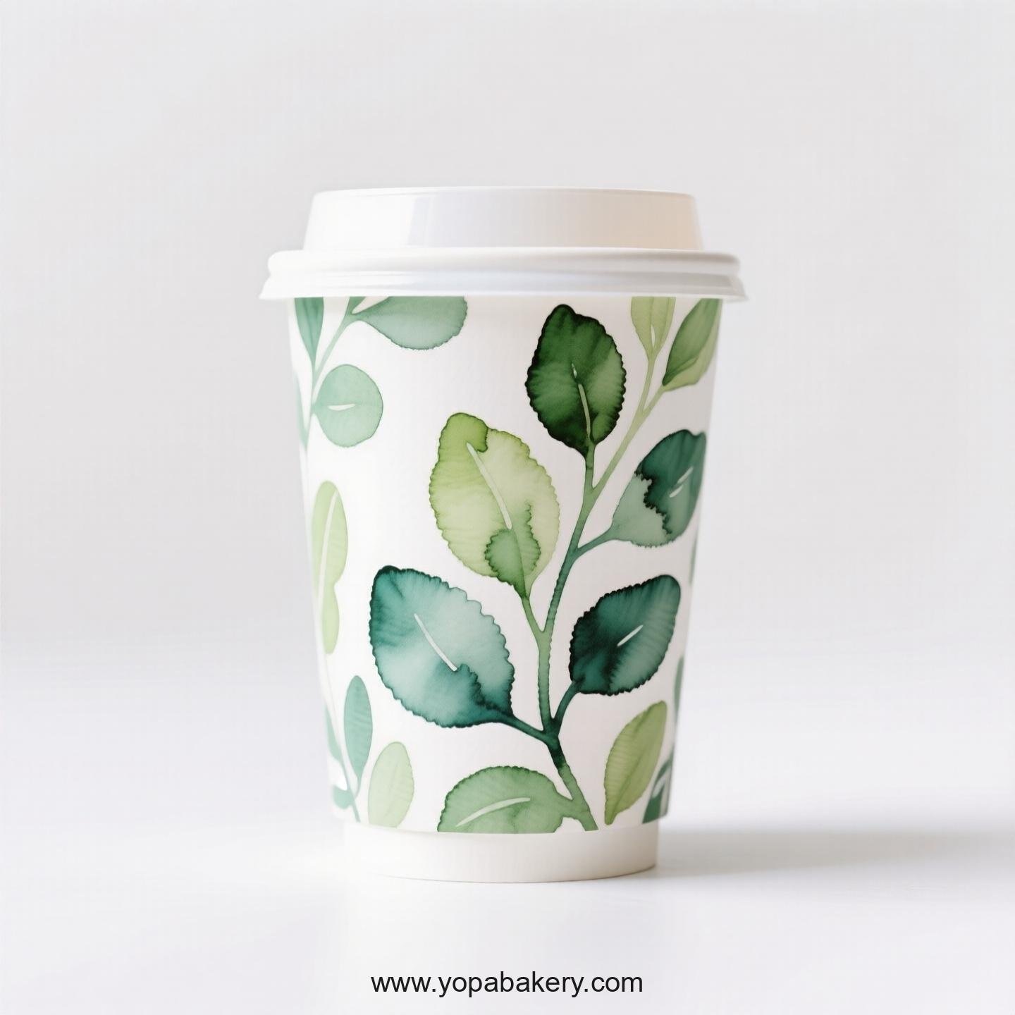 Disposable Calathea Themed Coffee Paper Cups Factory: Heat-Resistant Grip
