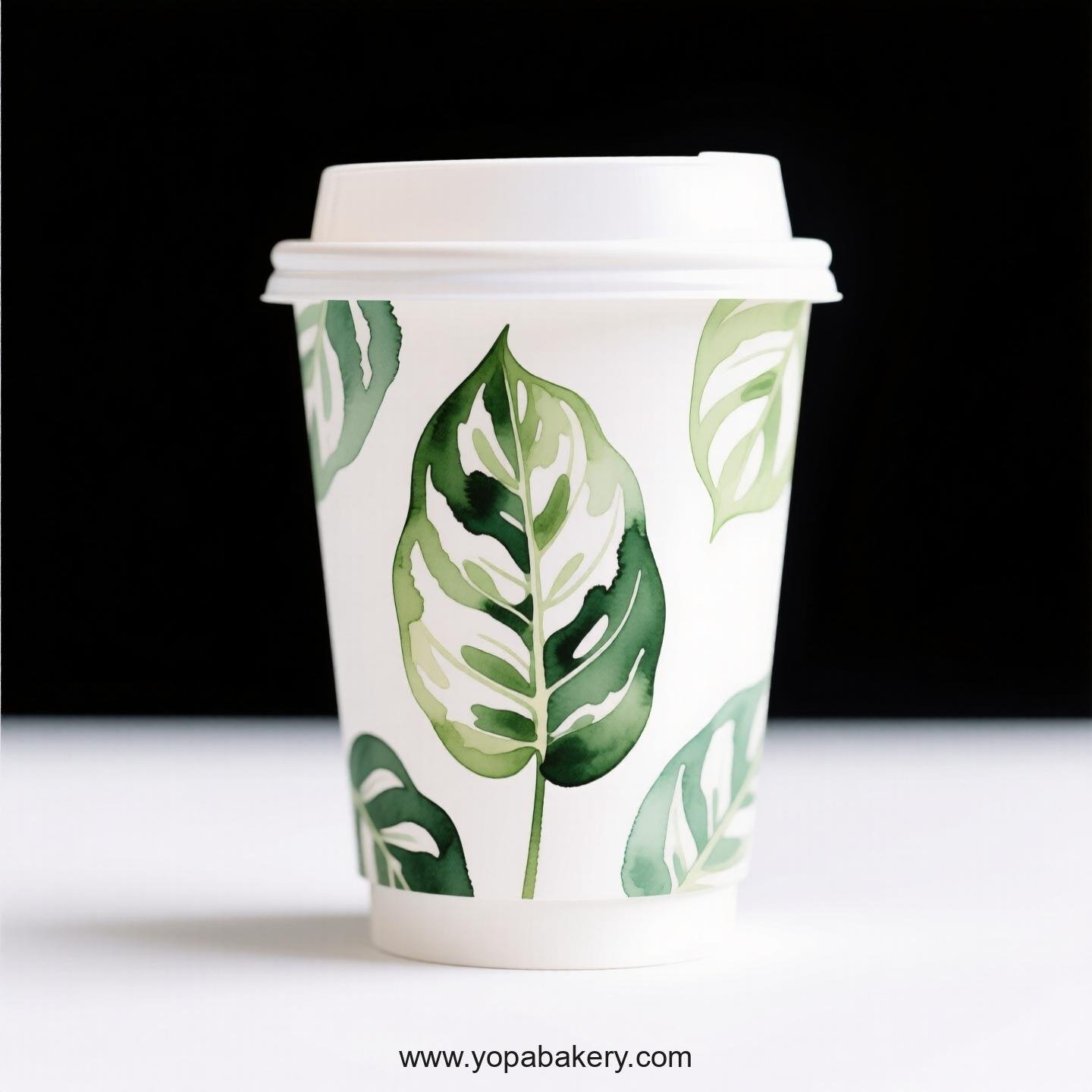Disposable Calathea Themed Coffee Paper Cups Factory: Heat-Resistant Grip
