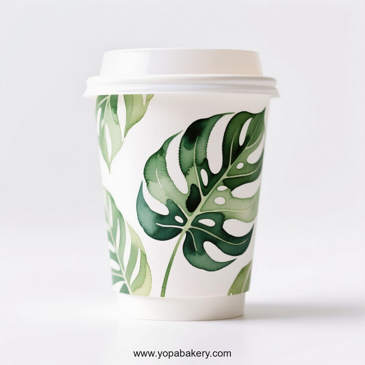 Disposable Calathea Themed Coffee Paper Cups Factory: Heat-Resistant Grip