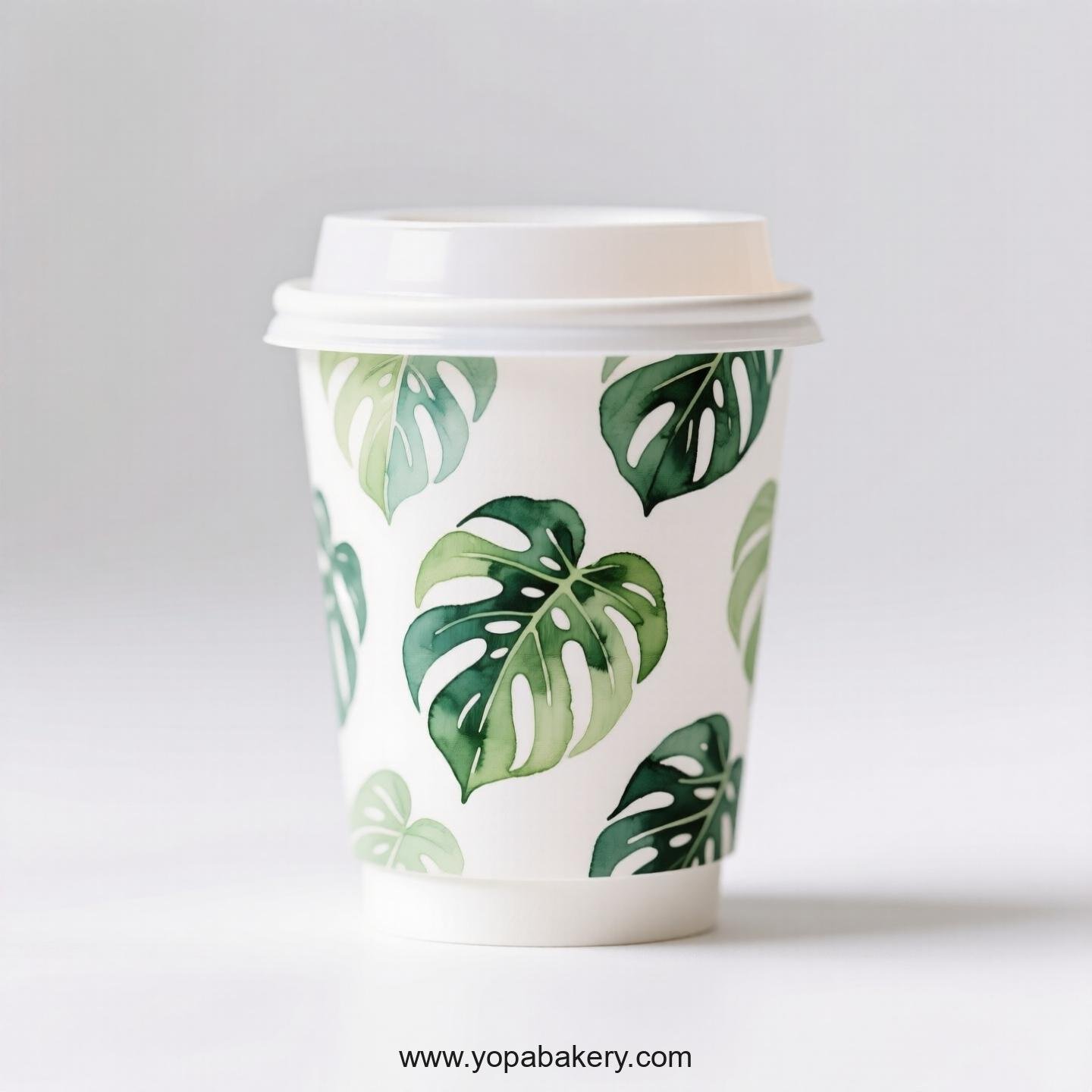 Disposable Calathea Themed Coffee Paper Cups Factory: Heat-Resistant Grip