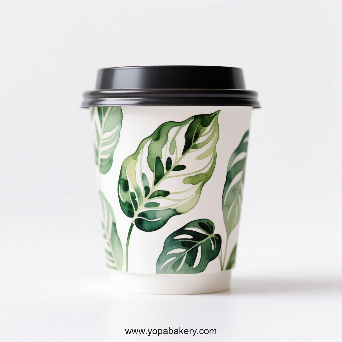 Disposable Calathea Themed Coffee Paper Cups Factory: Heat-Resistant Grip