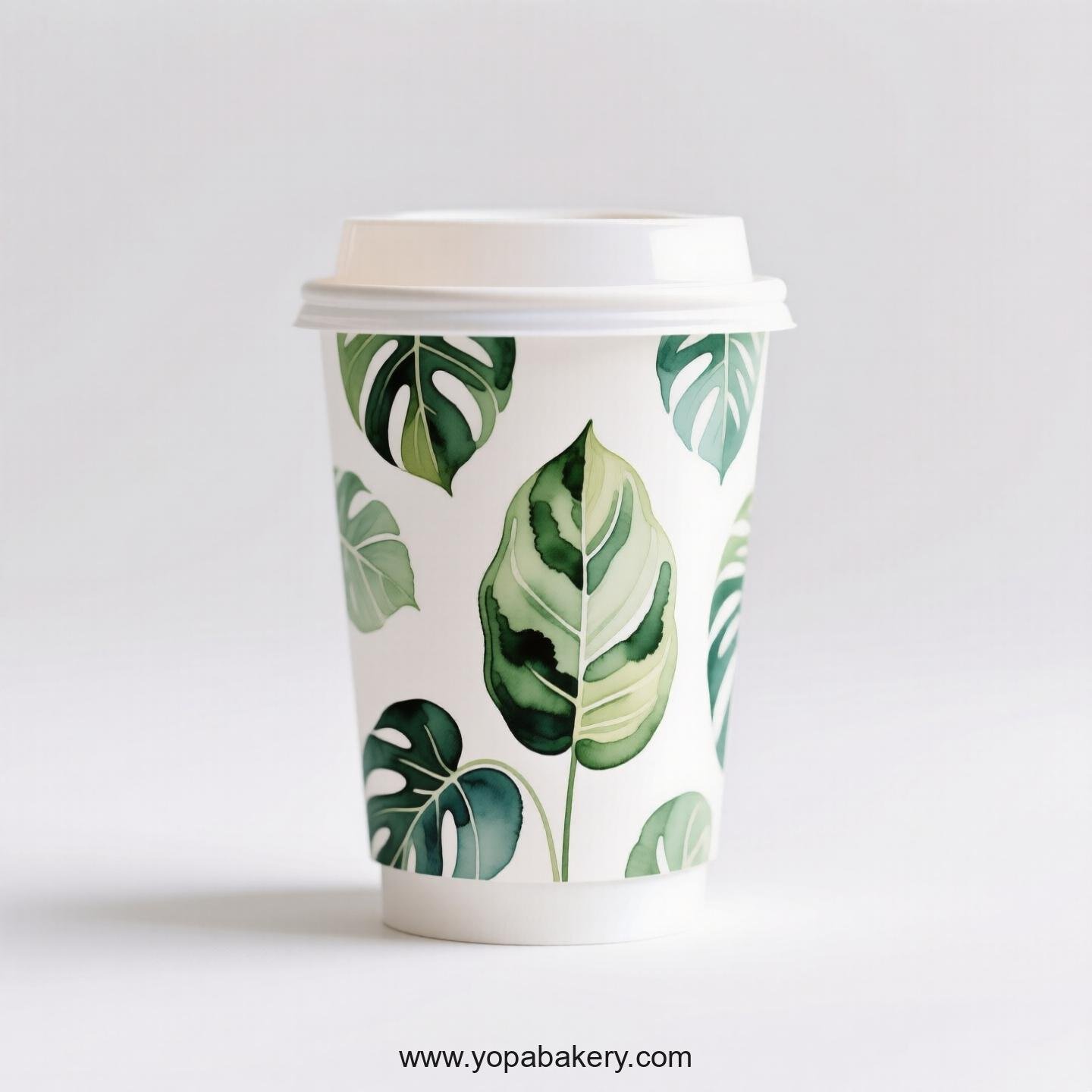 Disposable Calathea Themed Coffee Paper Cups Factory: Heat-Resistant Grip