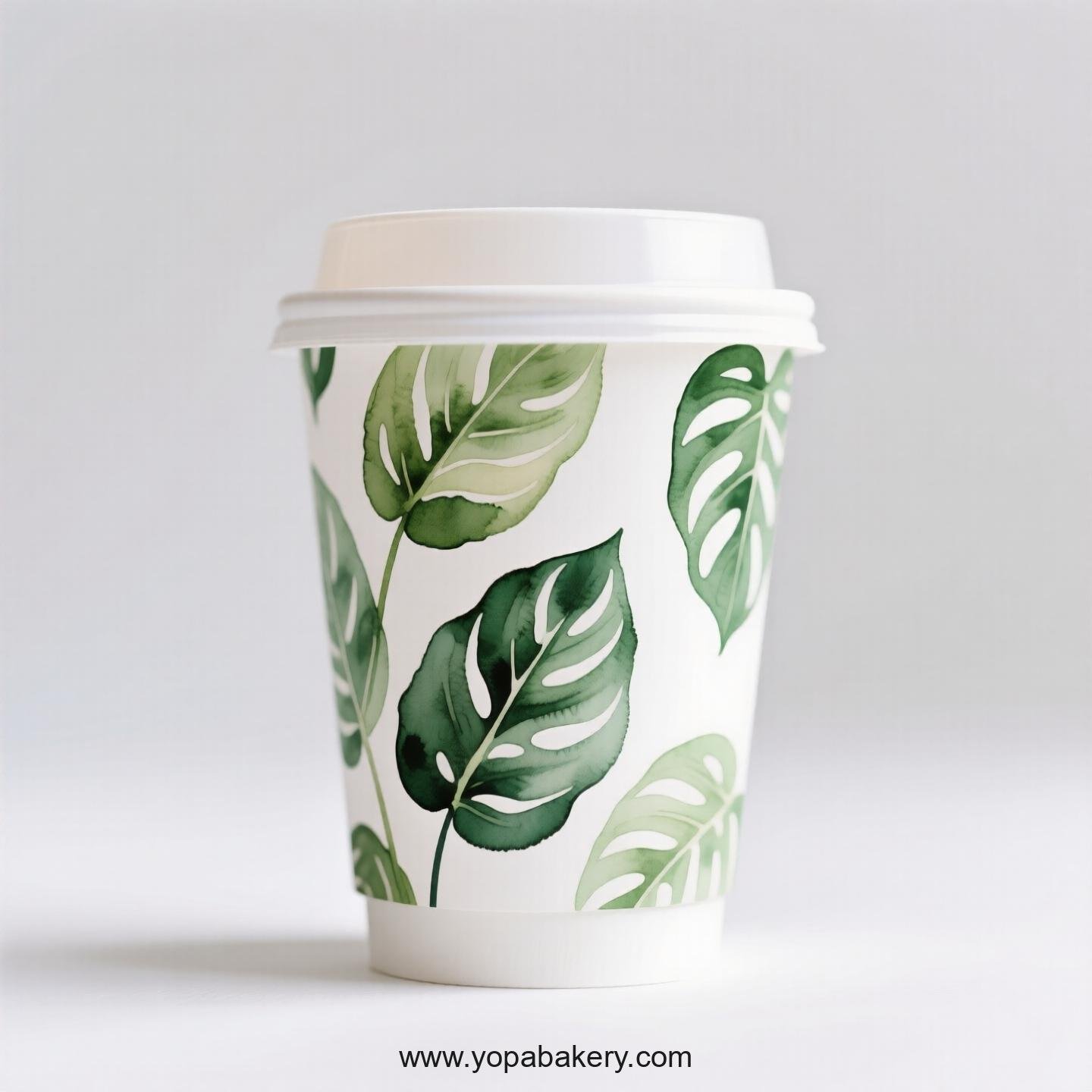 Disposable Calathea Themed Coffee Paper Cups Factory: Heat-Resistant Grip