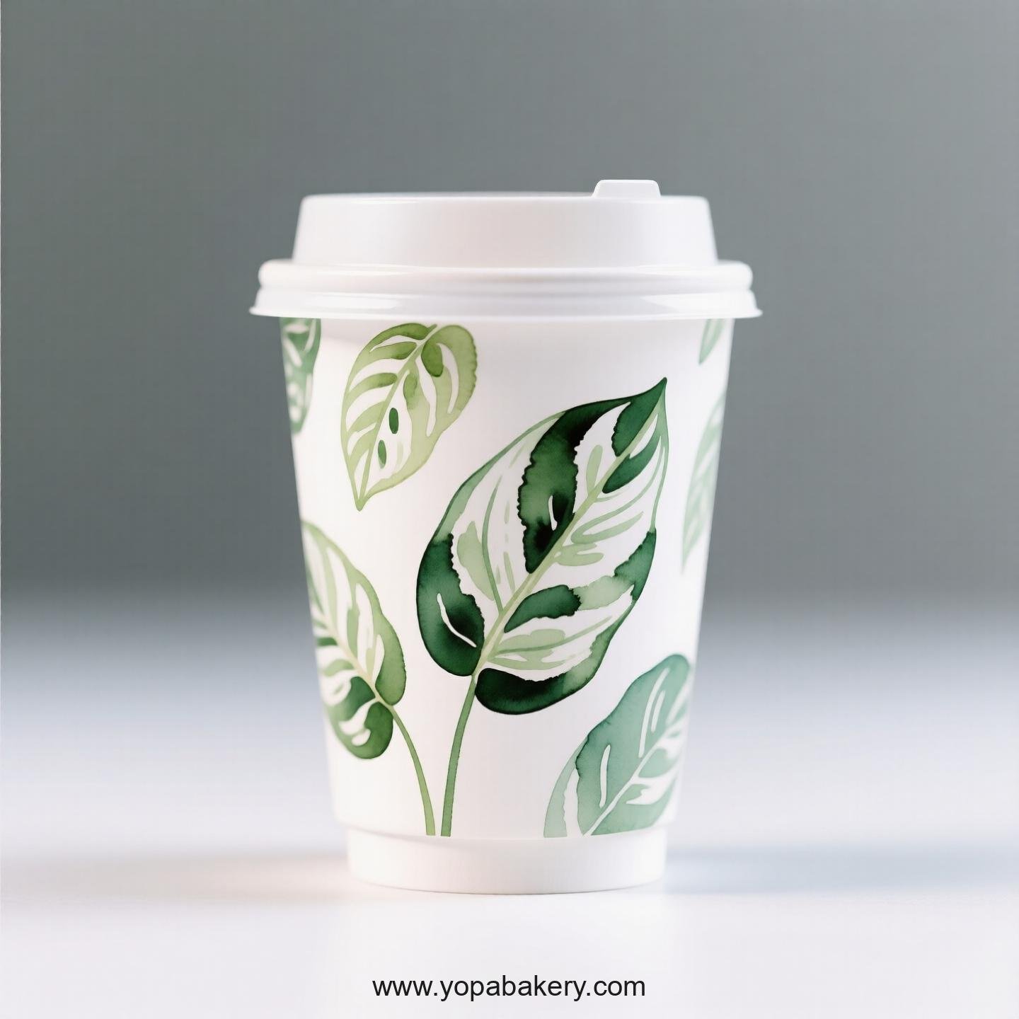 Disposable Calathea Themed Coffee Paper Cups Factory: Heat-Resistant Grip