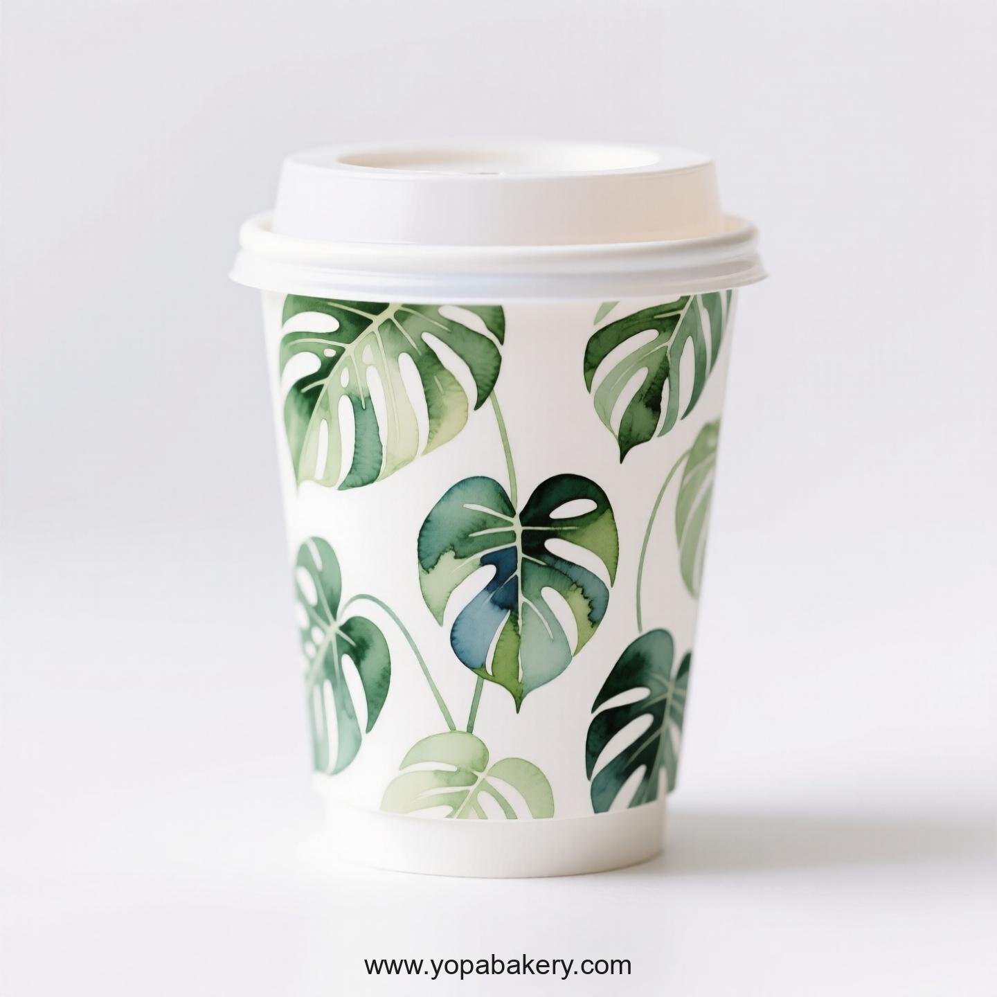 Disposable Calathea Themed Coffee Paper Cups Factory: Heat-Resistant Grip
