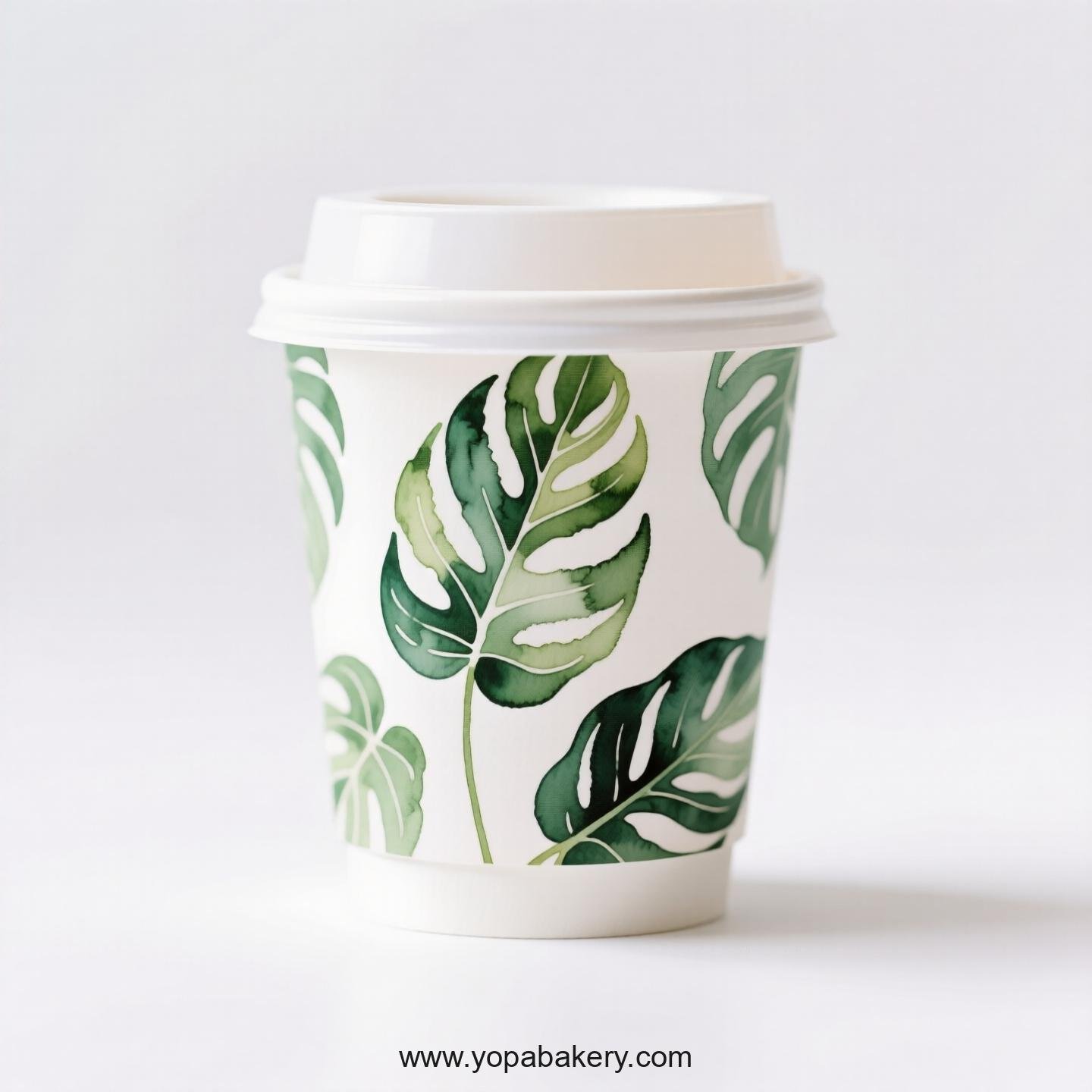 Disposable Calathea Themed Coffee Paper Cups Factory: Heat-Resistant Grip