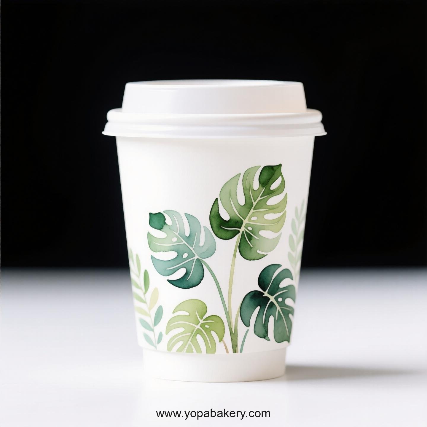 Disposable Calathea Themed Coffee Paper Cups Factory: Heat-Resistant Grip