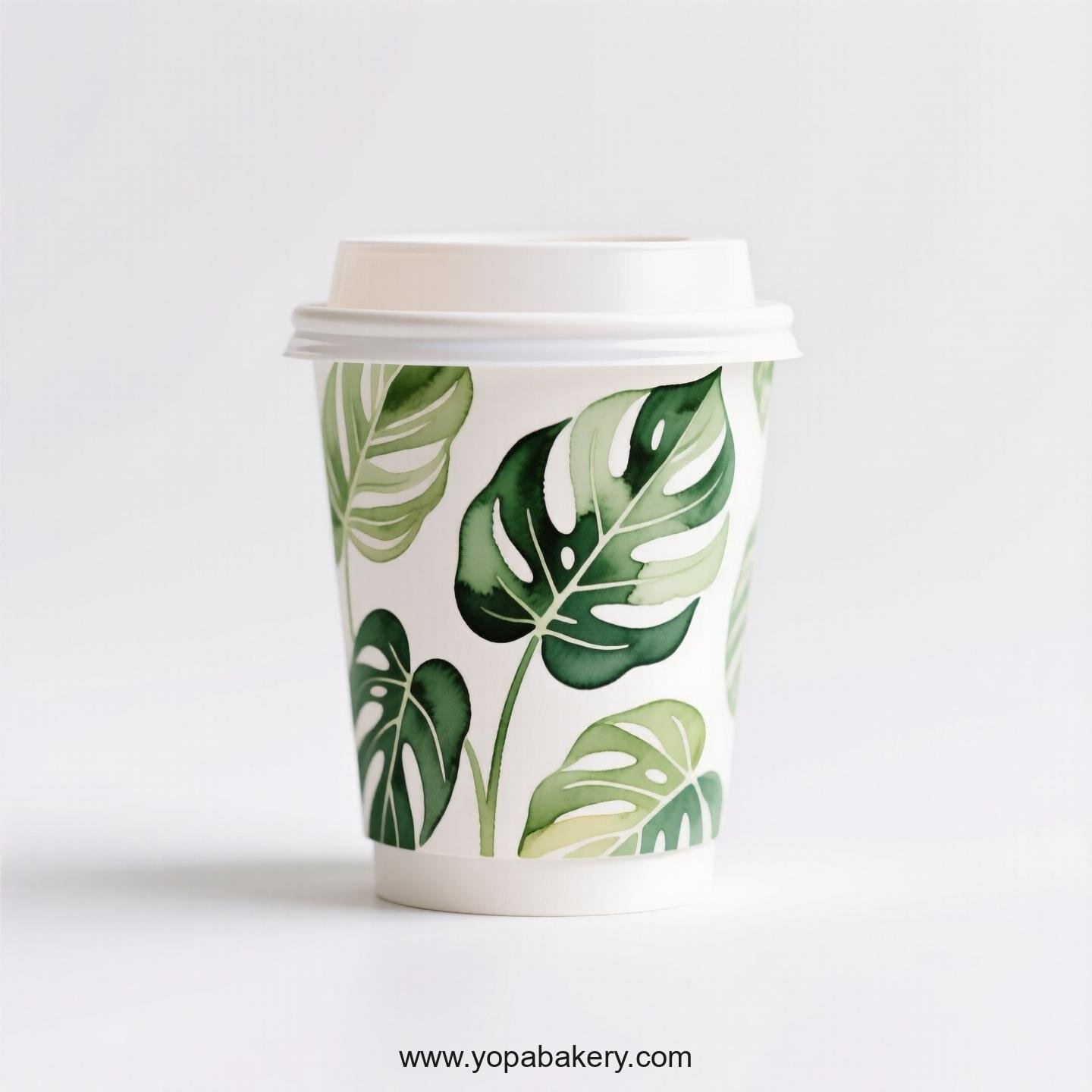 Disposable Calathea Themed Coffee Paper Cups Factory: Heat-Resistant Grip