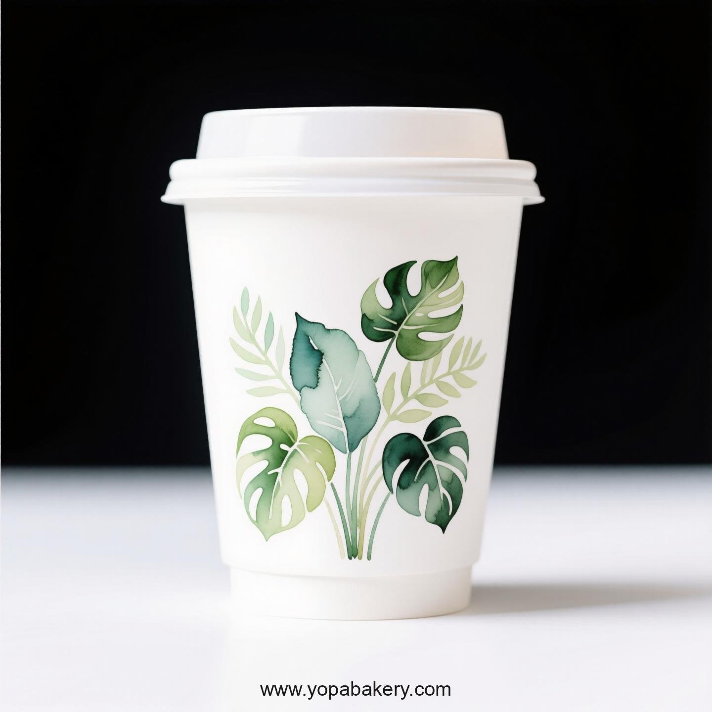 Disposable Calathea Themed Coffee Paper Cups Factory: Heat-Resistant Grip