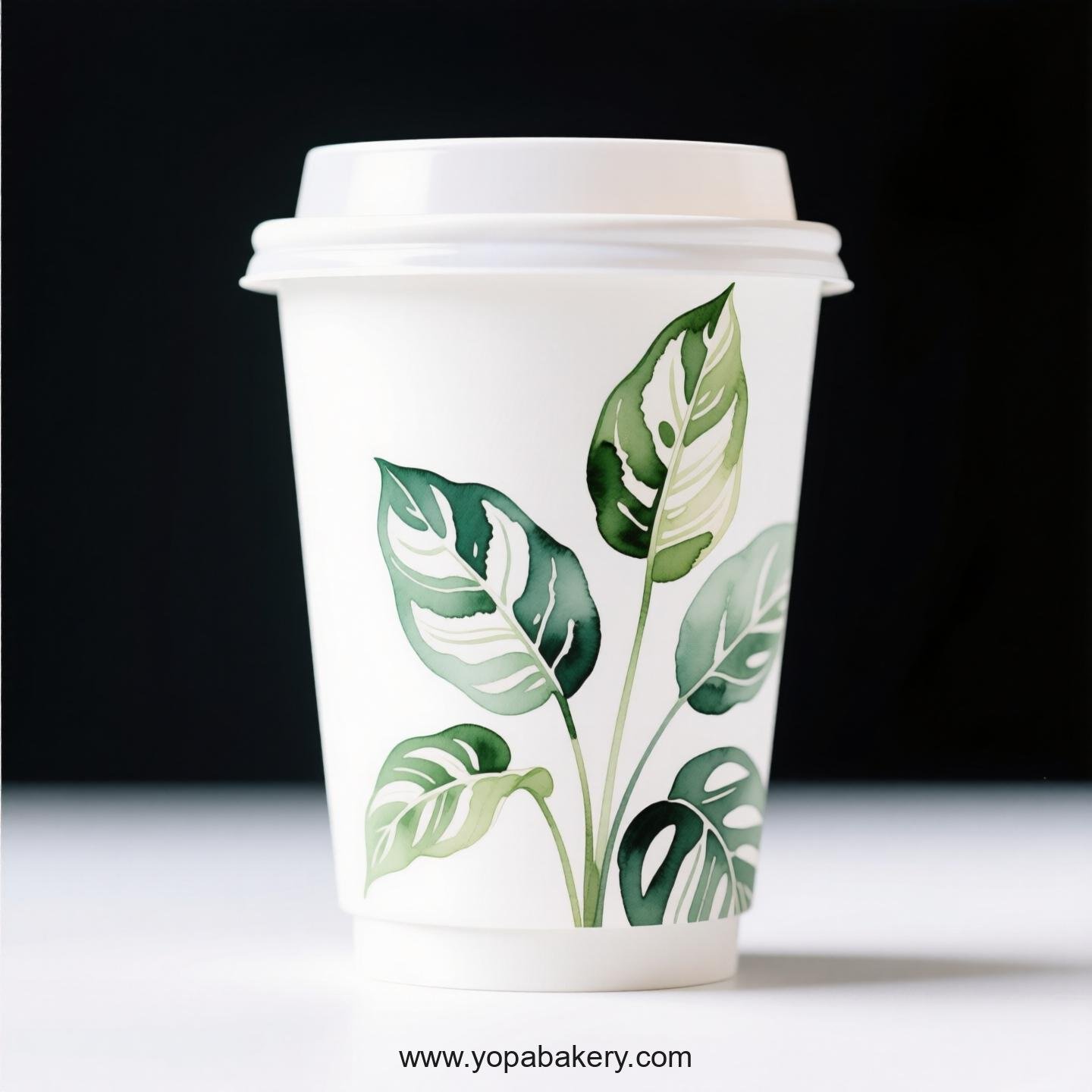 Disposable Calathea Themed Coffee Paper Cups Factory: Heat-Resistant Grip