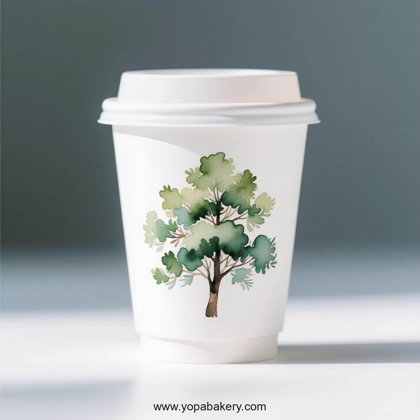 Camphor Tree Design Coffee Paper Cups: Restaurant Quality