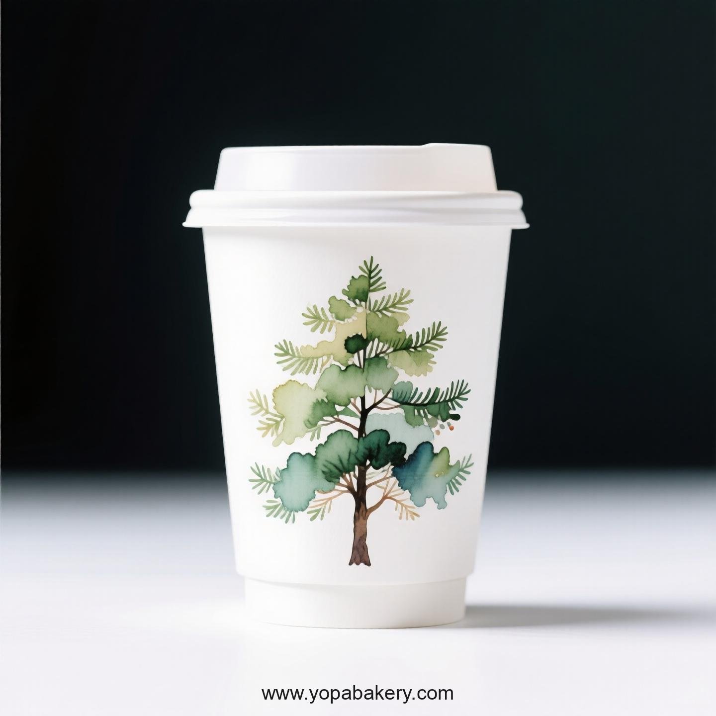 Camphor Tree Design Coffee Paper Cups: Restaurant Quality