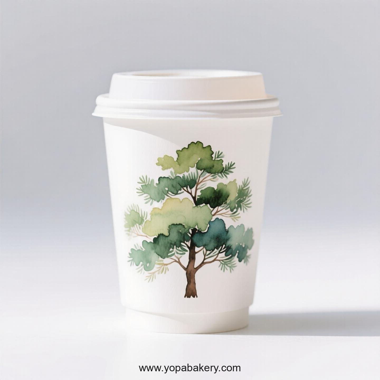 Camphor Tree Design Coffee Paper Cups: Restaurant Quality