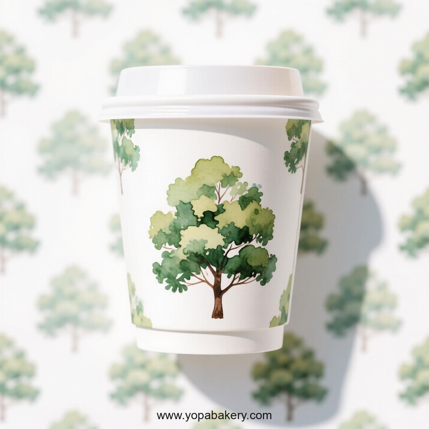 Camphor Tree Design Coffee Paper Cups: Restaurant Quality