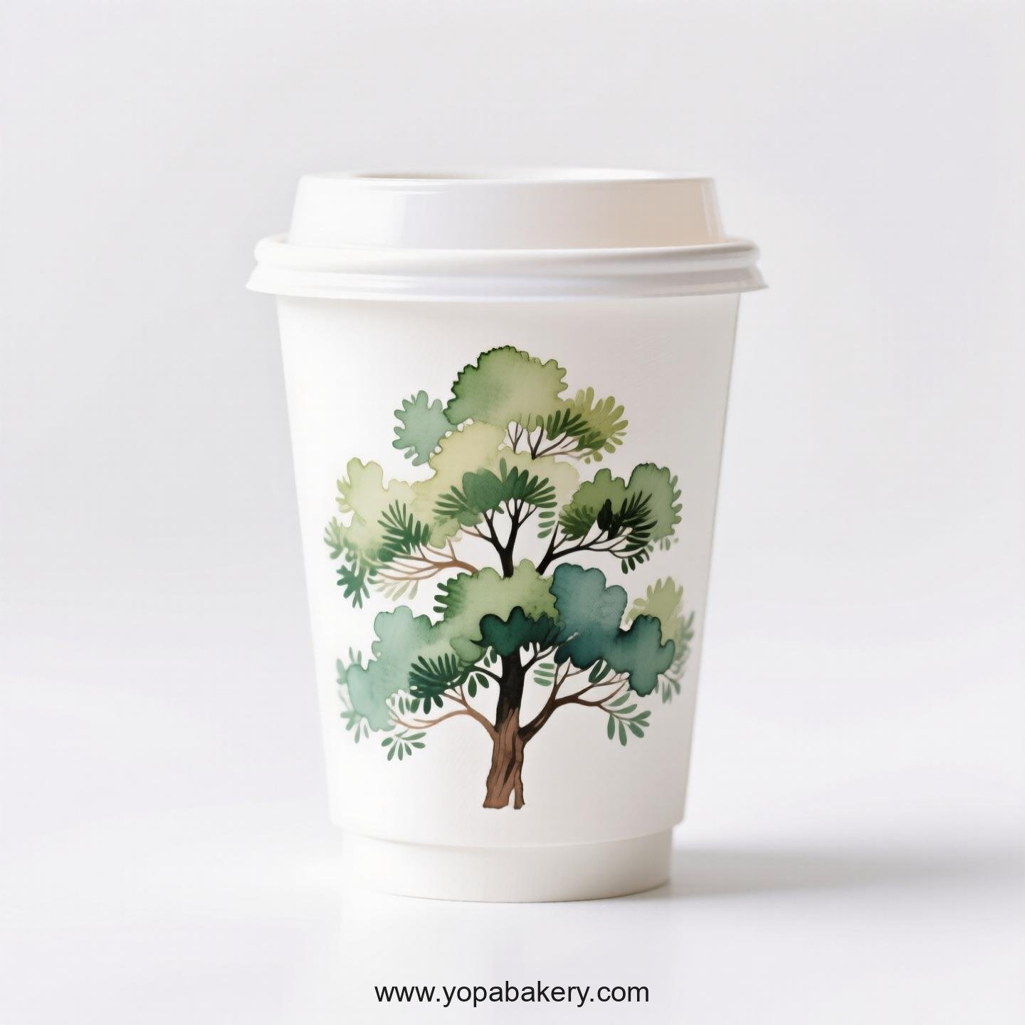 Camphor Tree Design Coffee Paper Cups: Restaurant Quality