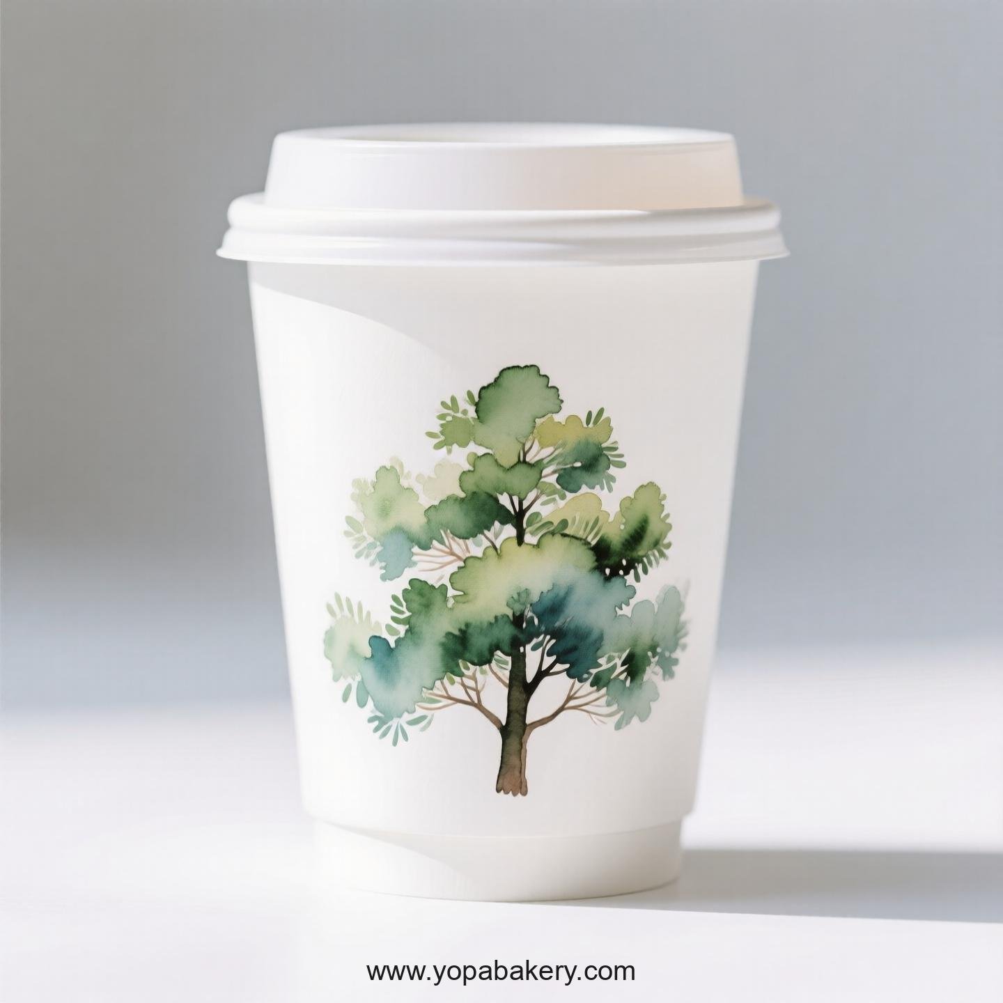 Camphor Tree Design Coffee Paper Cups: Restaurant Quality