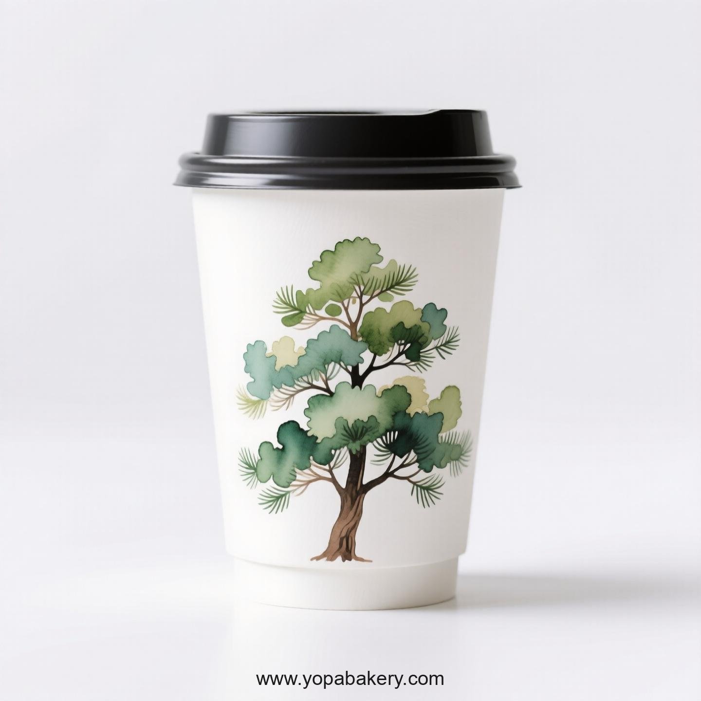 Camphor Tree Design Coffee Paper Cups: Restaurant Quality
