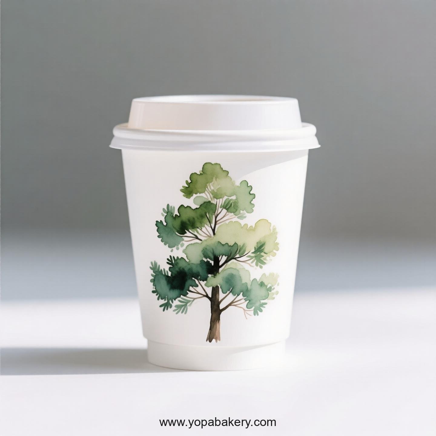 Camphor Tree Design Coffee Paper Cups: Restaurant Quality