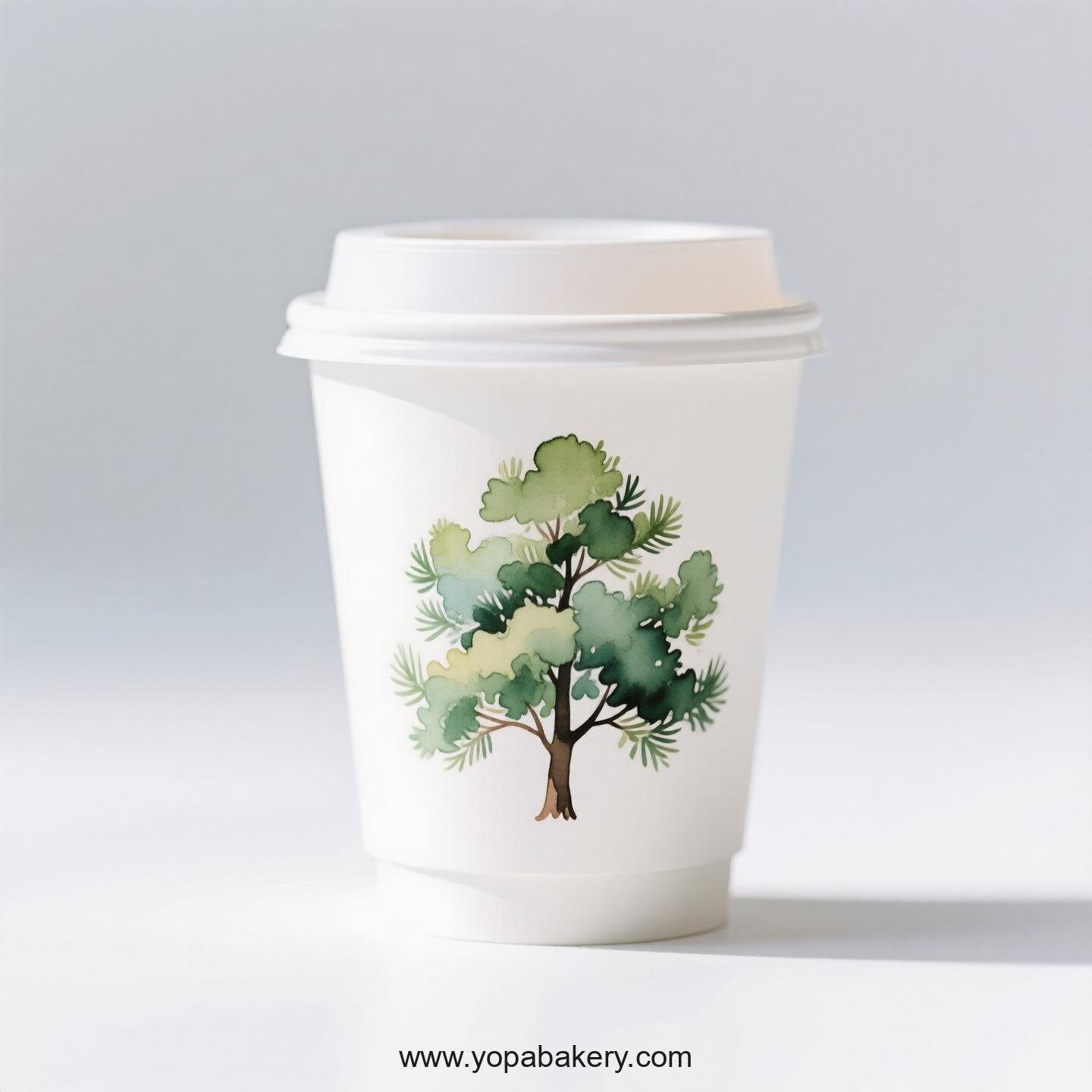 Camphor Tree Design Coffee Paper Cups: Restaurant Quality