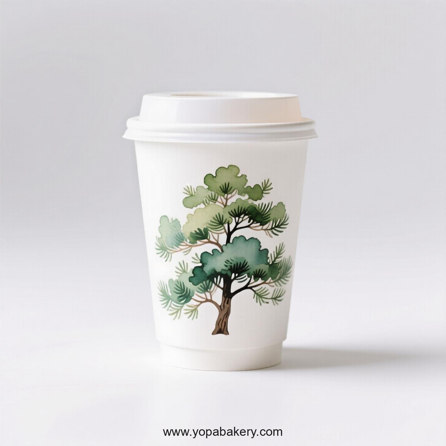 Camphor Tree Design Coffee Paper Cups: Restaurant Quality