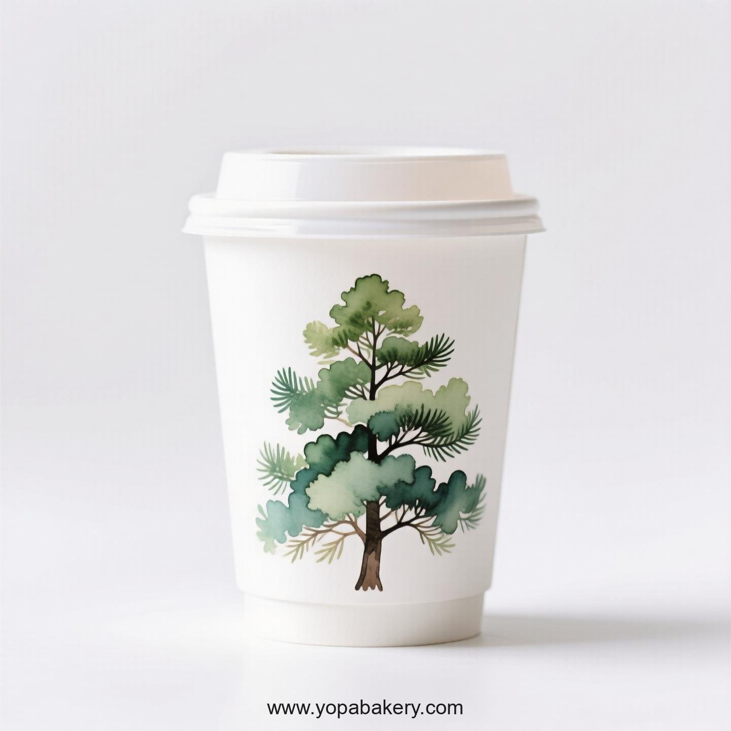Camphor Tree Design Coffee Paper Cups: Restaurant Quality