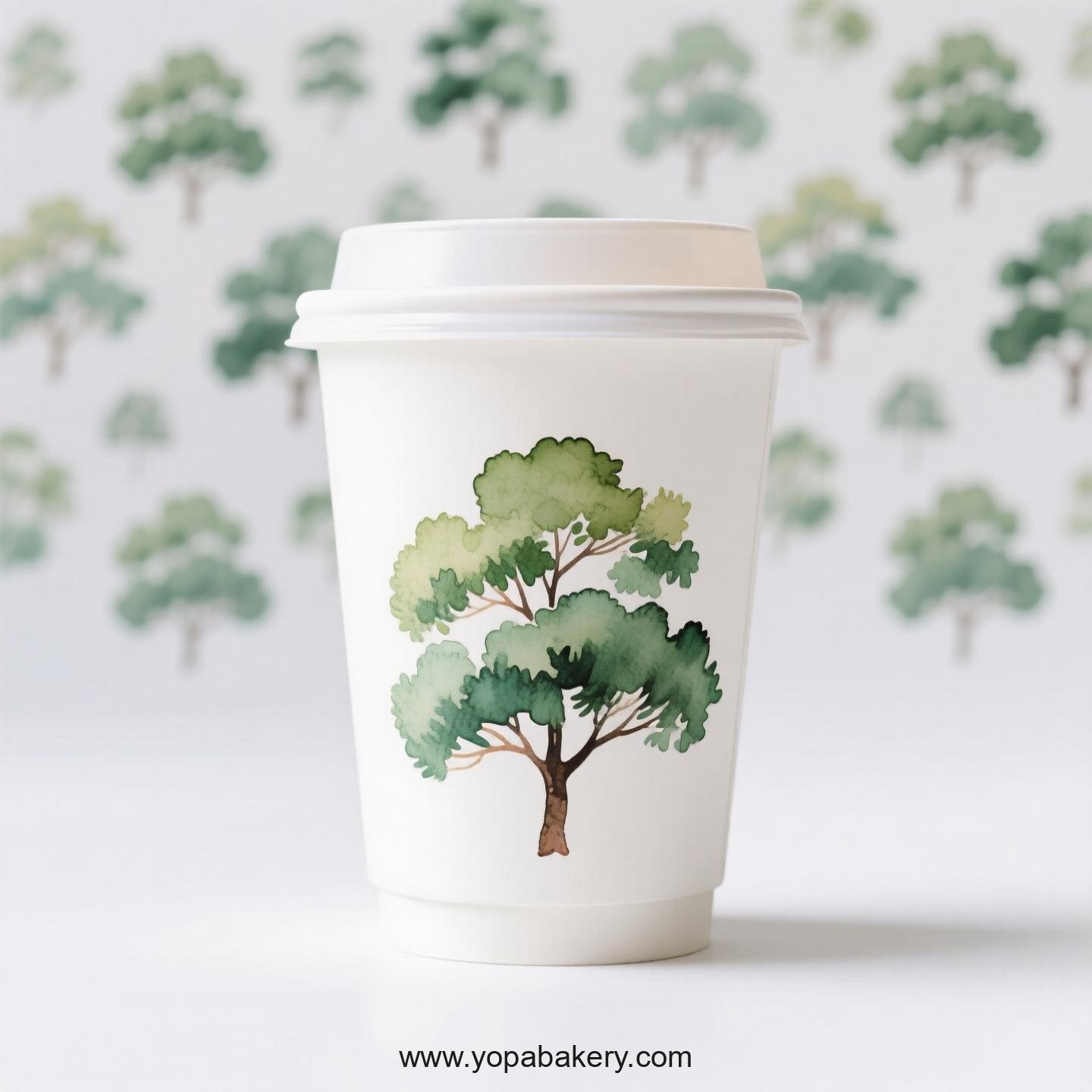 Camphor Tree Design Coffee Paper Cups: Restaurant Quality