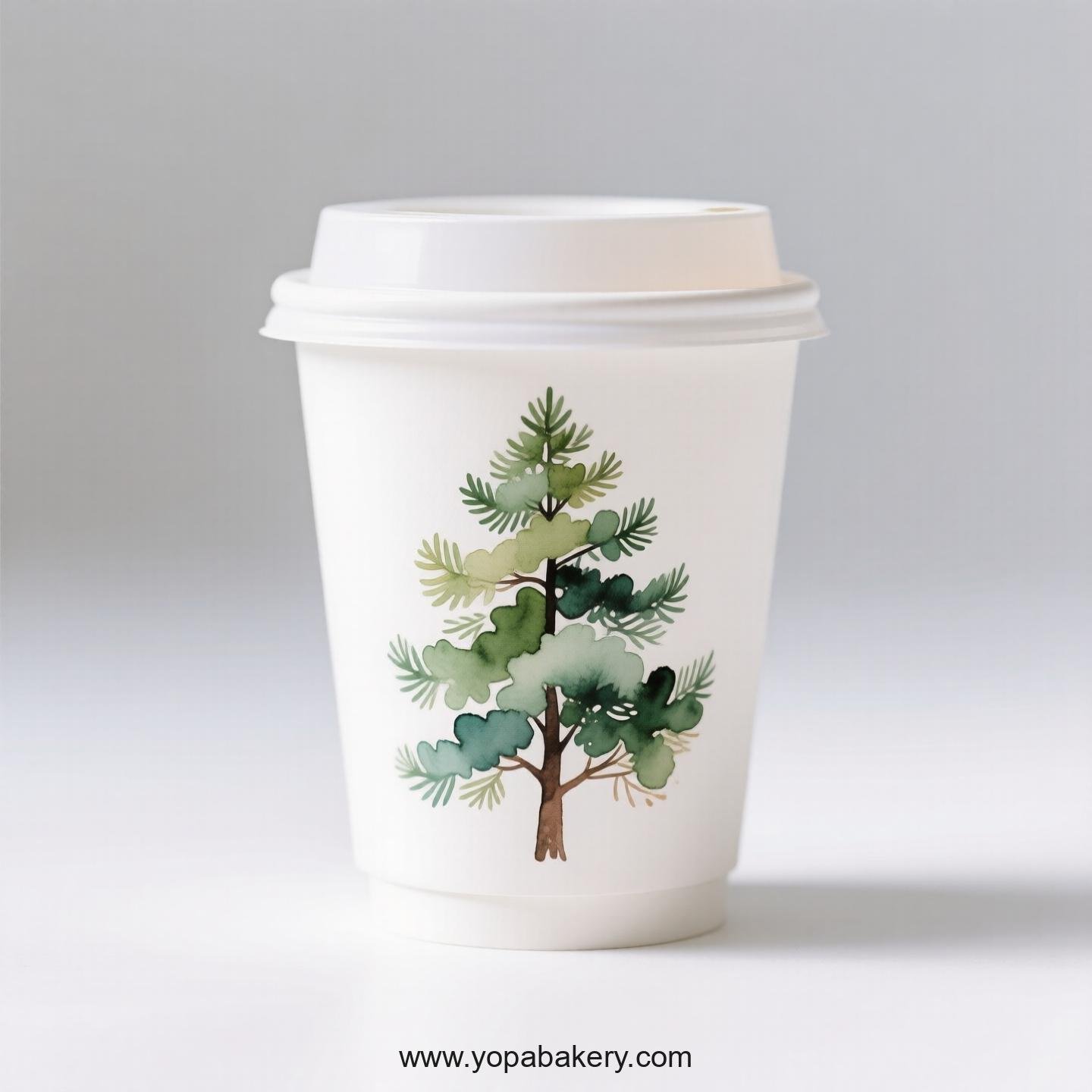 Camphor Tree Design Coffee Paper Cups: Restaurant Quality
