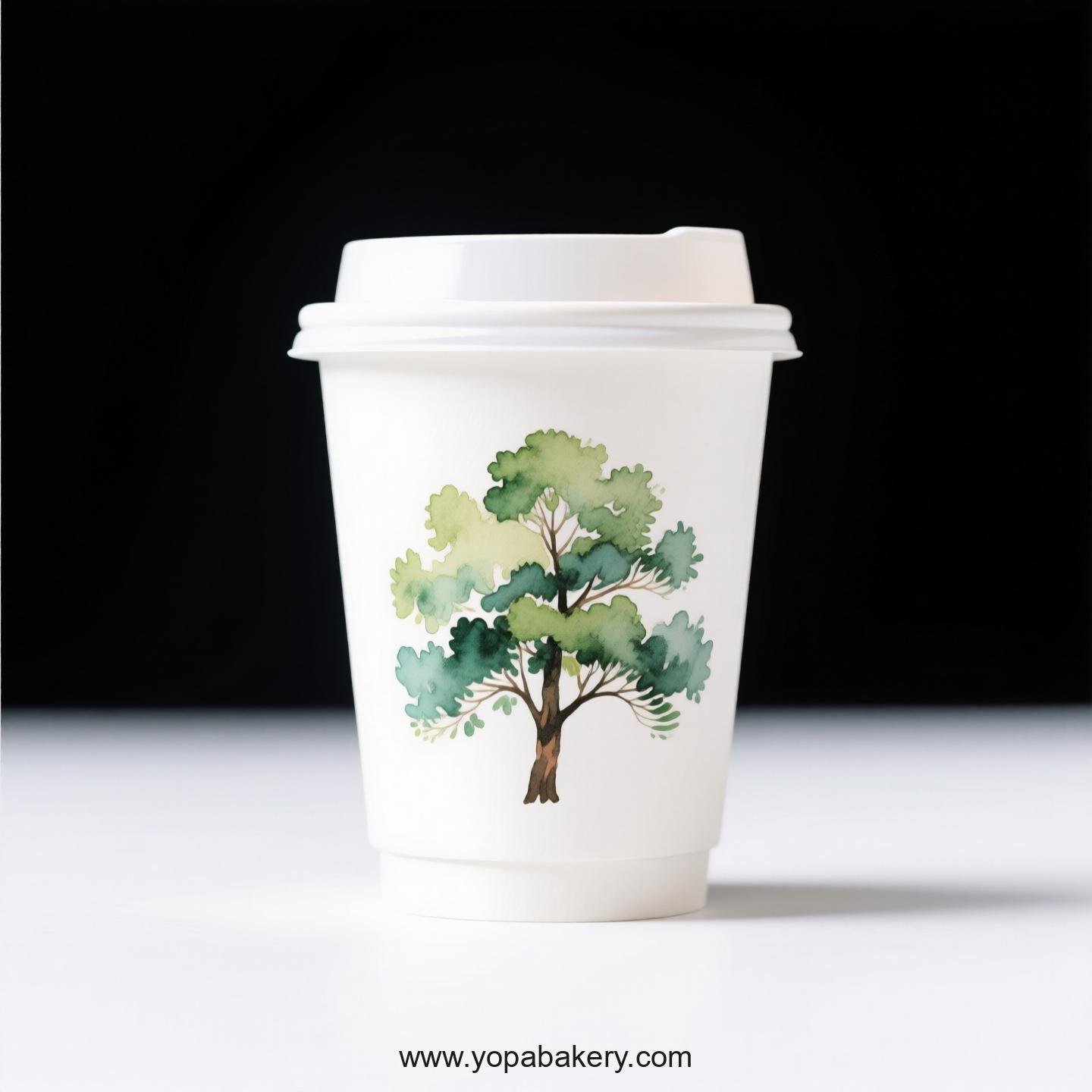 Camphor Tree Design Coffee Paper Cups: Restaurant Quality