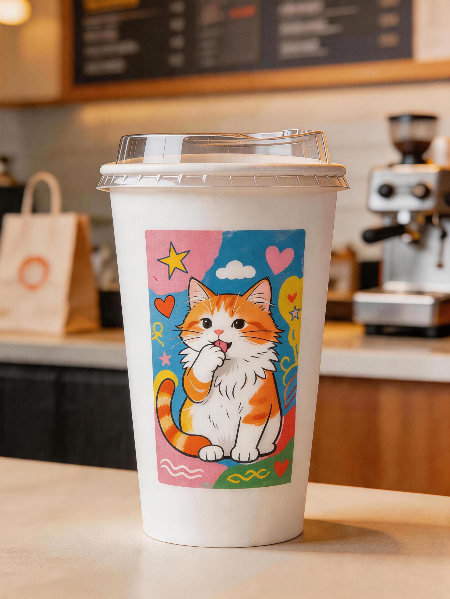 Custom Cat-Themed Coffee Cups: 8-16oz Single Wall Paper, Double Wall Paper Cup