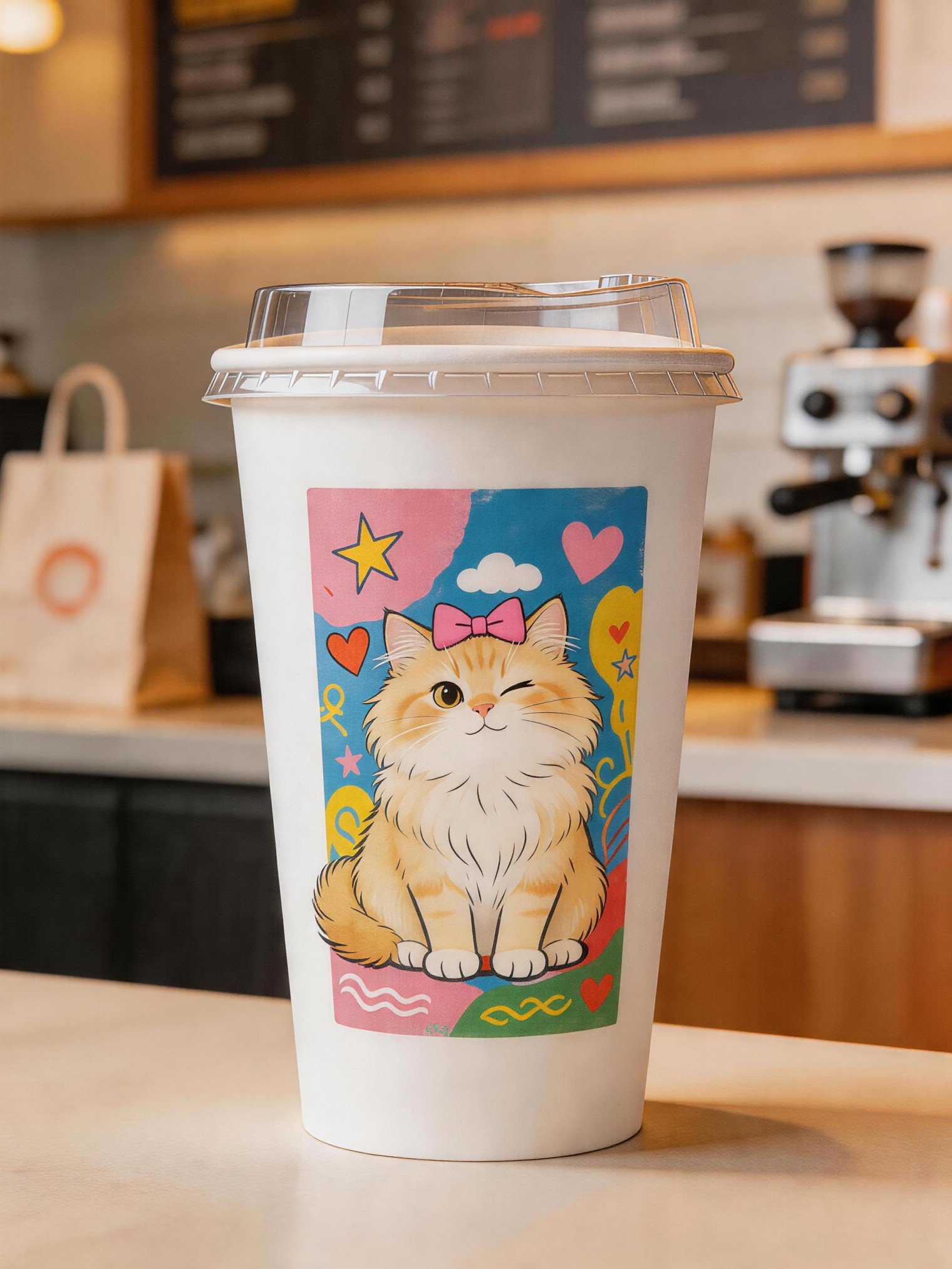 Custom Cat-Themed Coffee Cups: 8-16oz Single Wall Paper, Double Wall Paper Cup