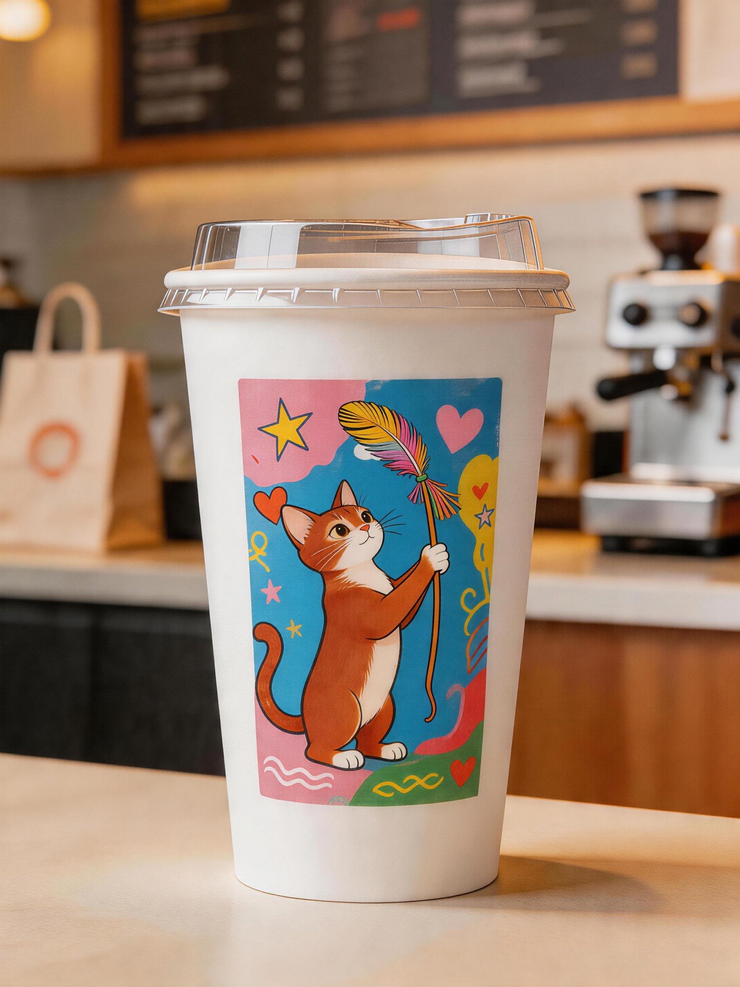 Custom Cat-Themed Coffee Cups: 8-16oz Single Wall Paper, Double Wall Paper Cup