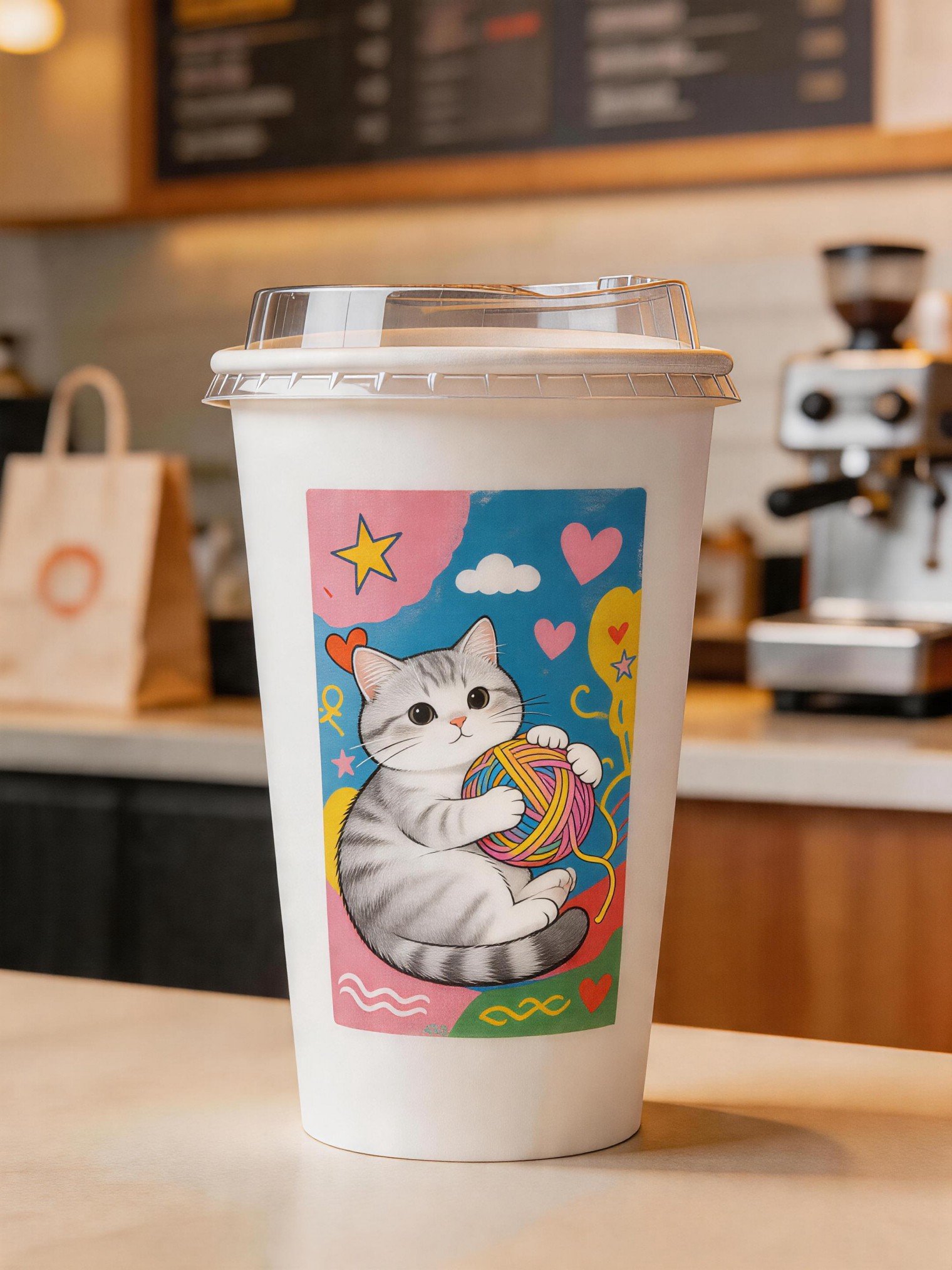 Custom Cat-Themed Coffee Cups: 8-16oz Single Wall Paper, Double Wall Paper Cup